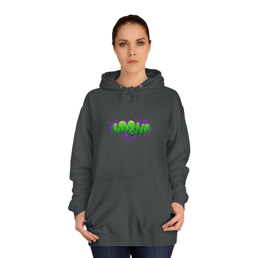 Hoodie with Green Graffiti "Login" Design - Streetwear Pullover