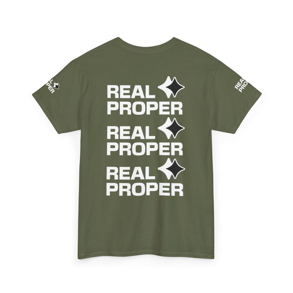 "Real Proper" Repeat Logo T‑Shirt
