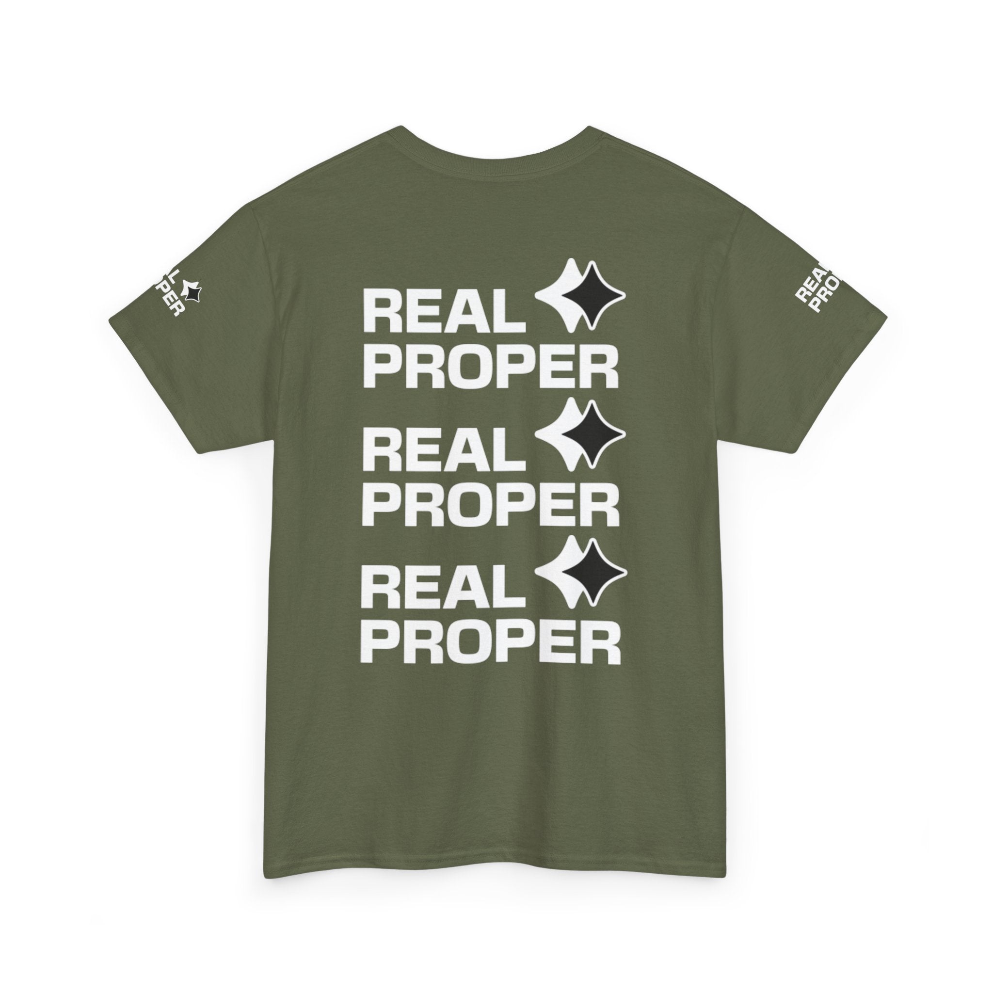 "Real Proper" Repeat Logo T‑Shirt