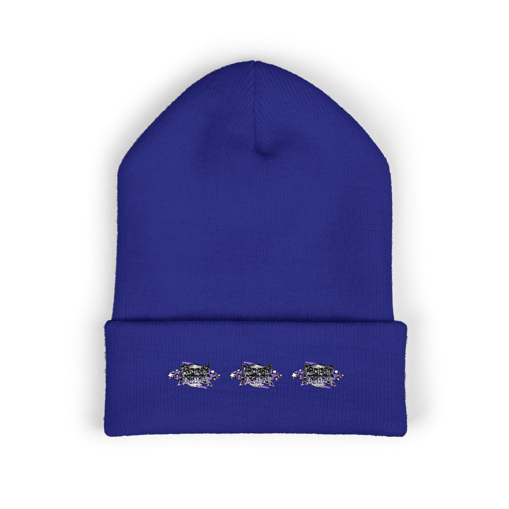 Embroidered "Strategic" Floral Cuffed Beanie
