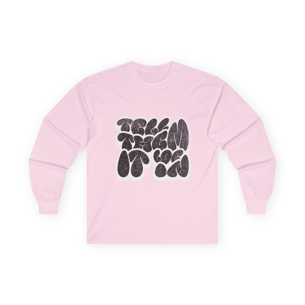Long Sleeve "LOG IT IN" Tee — Retro Pebble Typography Graphic