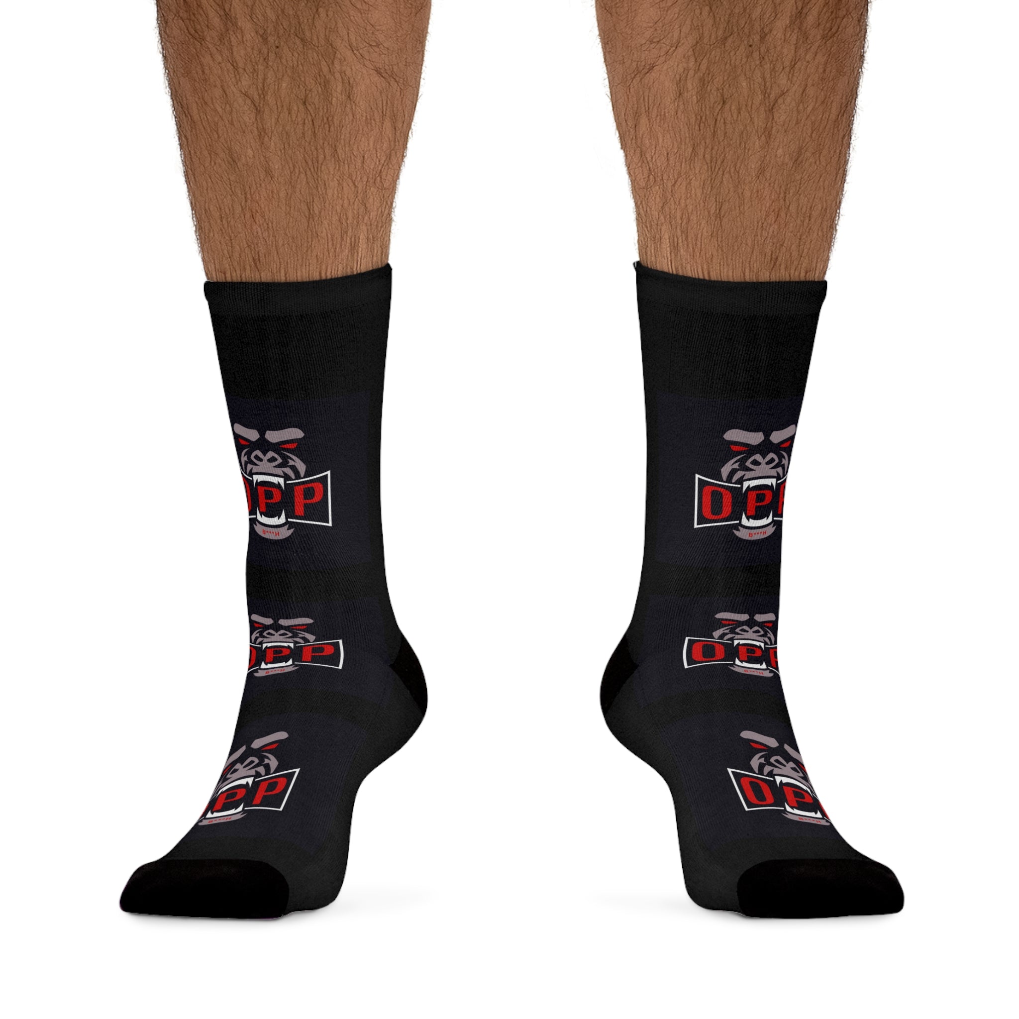 Black Athletic Socks with Red OPP Logo – Poly Crew Socks
