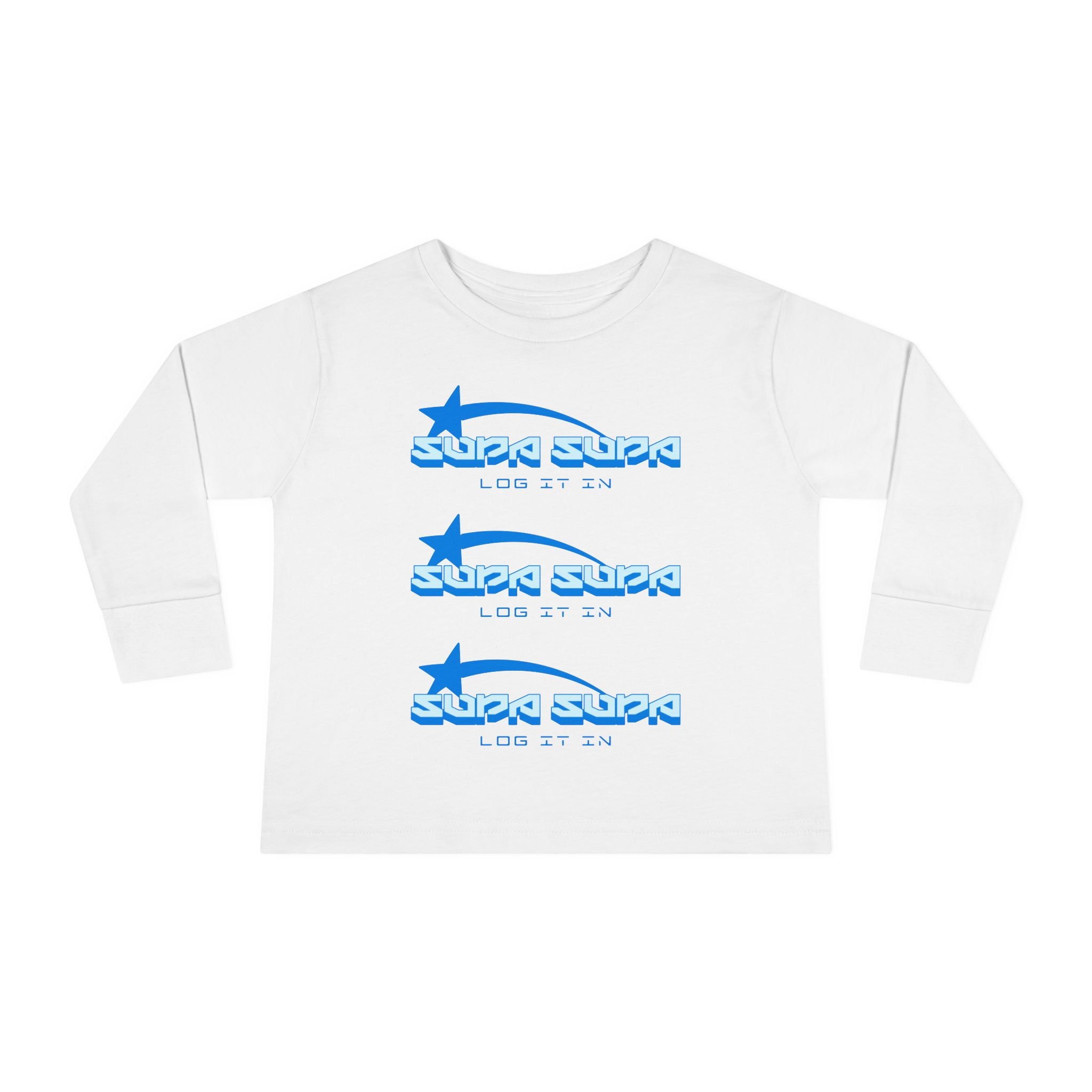 Toddler Long Sleeve Tee — Blue Shooting Star "Super Star" Graphic