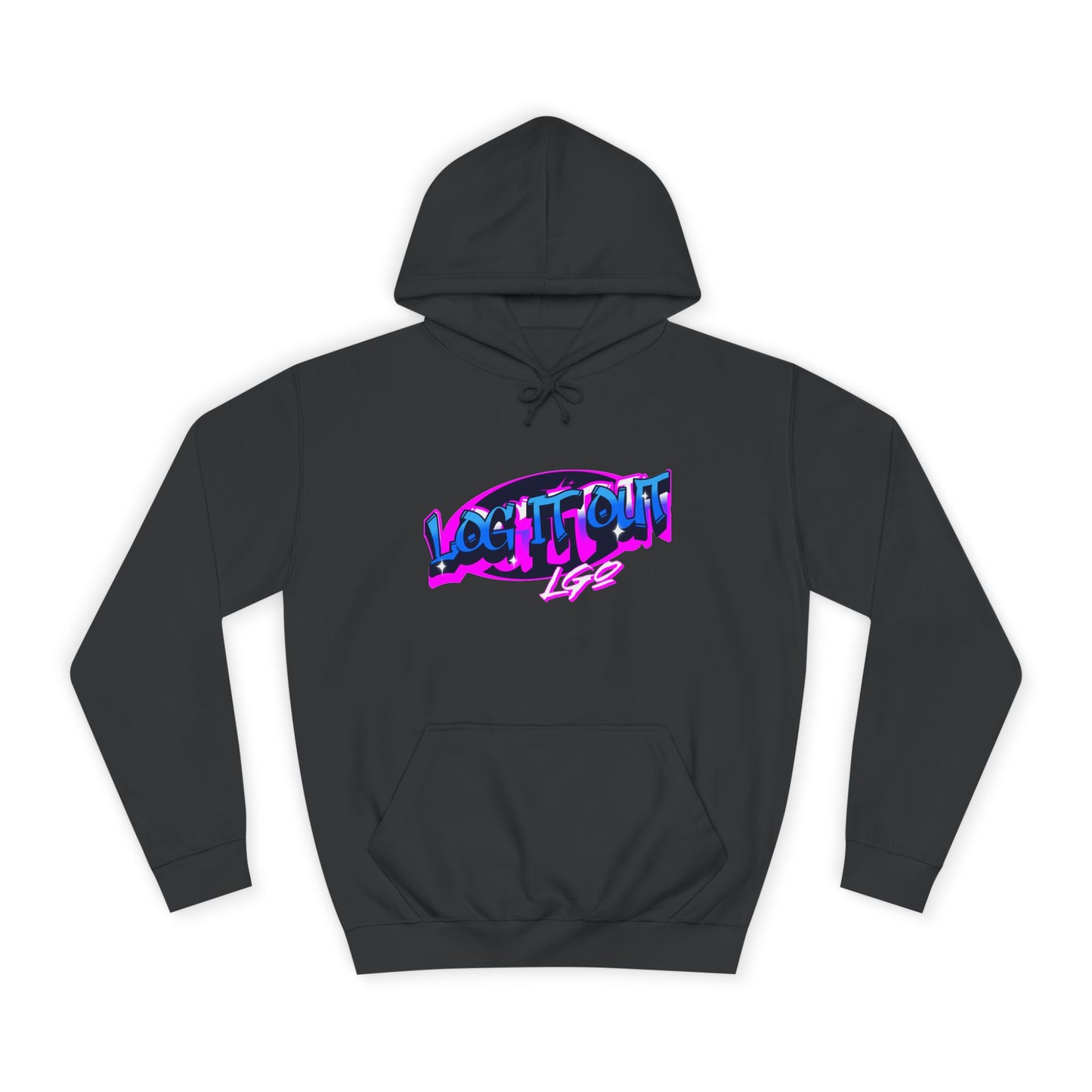 Vibrant Graffiti"Log it out"Hoodie, Unisex Fashion, Casual Wear, Student Apparel, Street Style, Gift for Graduates