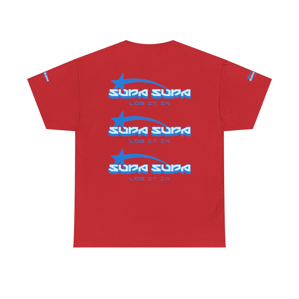 Supa Supa Retro Logo Tee — Blue Graphic Cotton T-Shirt