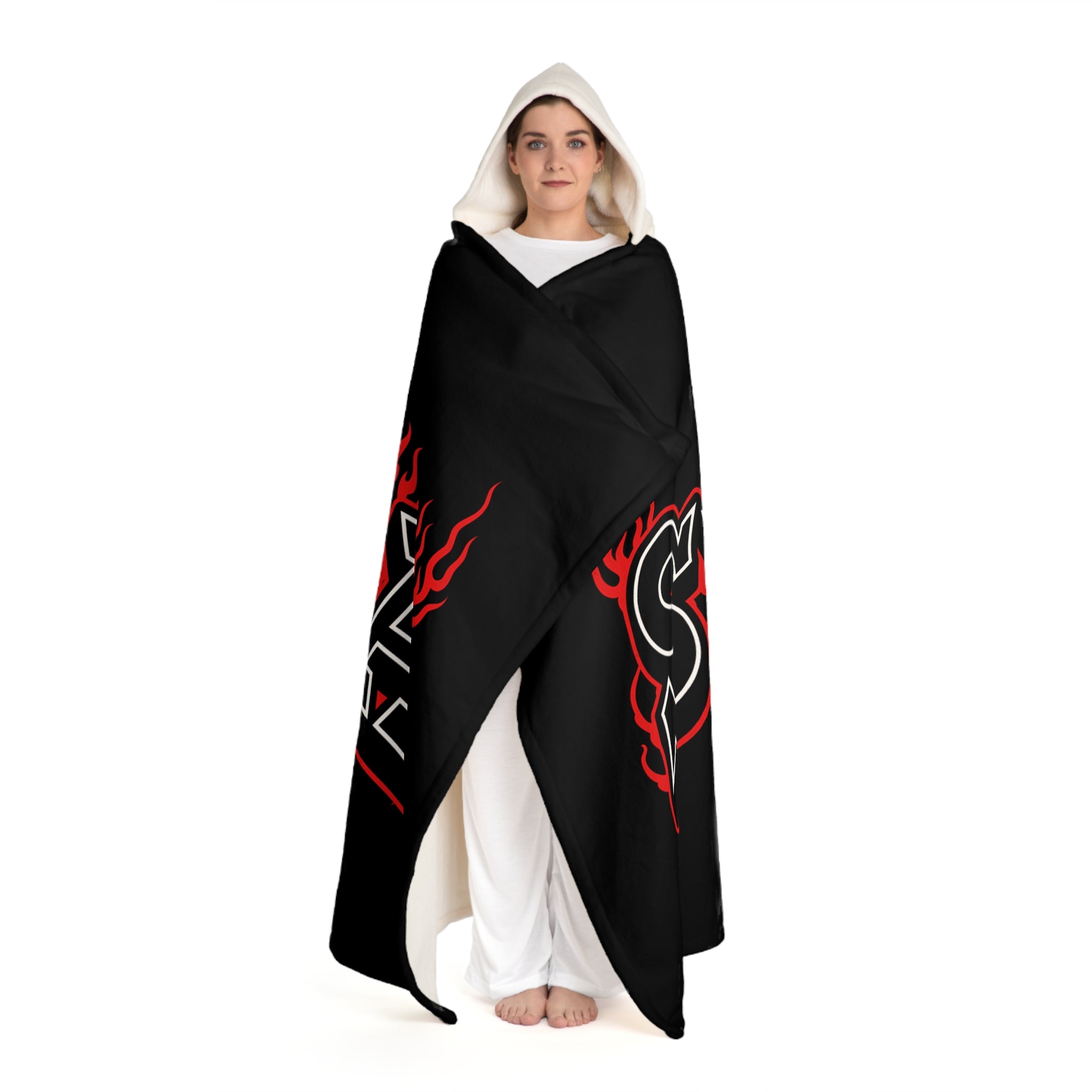 "SUPA"Hooded Sherpa Blanket