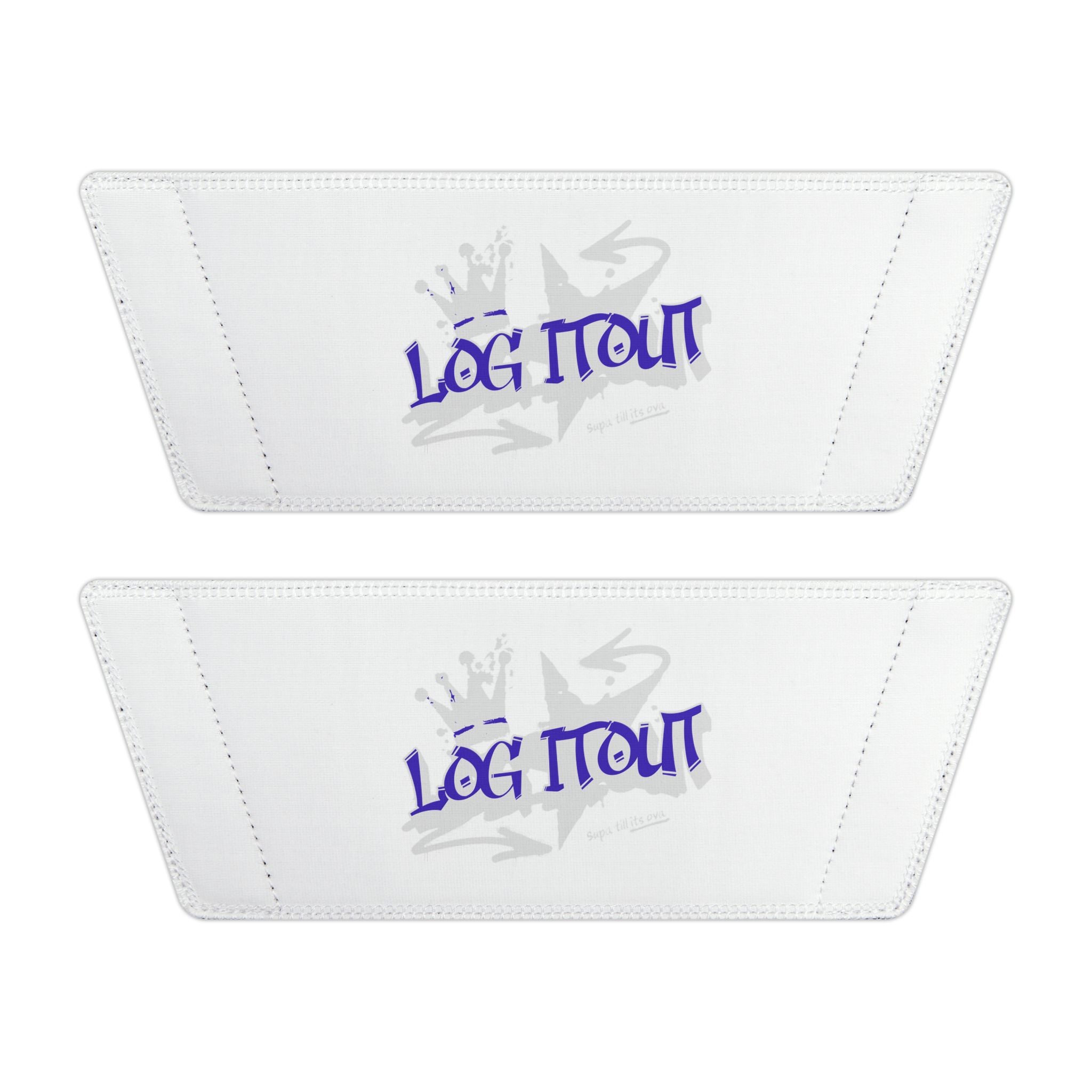 Men's Slide Sandals — White Removable-Strap Slides with 'Log it out' Graphic