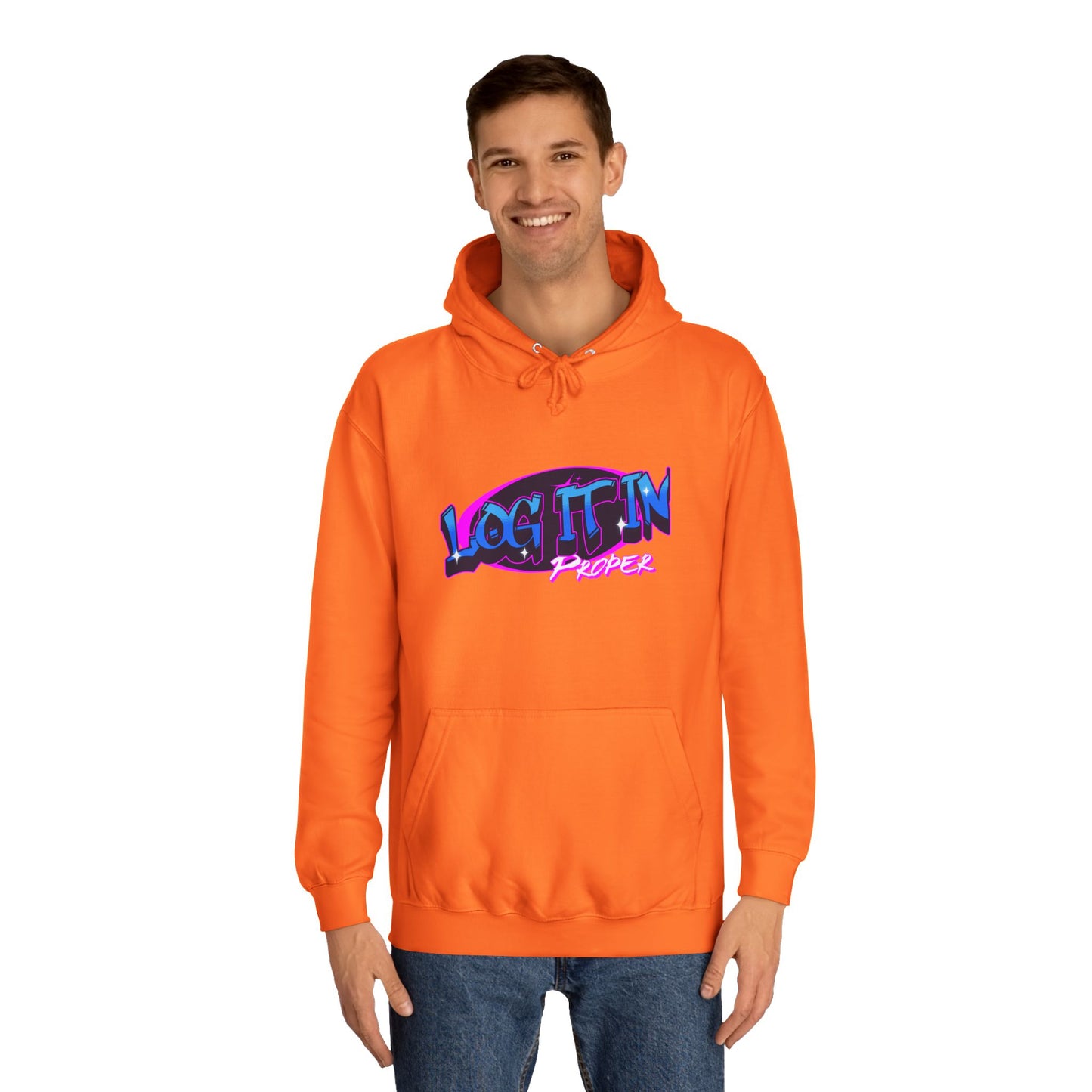 Vibrant Hoodie - Log It In, Unisex Pullover, Cozy Sweatshirt, College Apparel, Gift for Students, Trendy Fashion