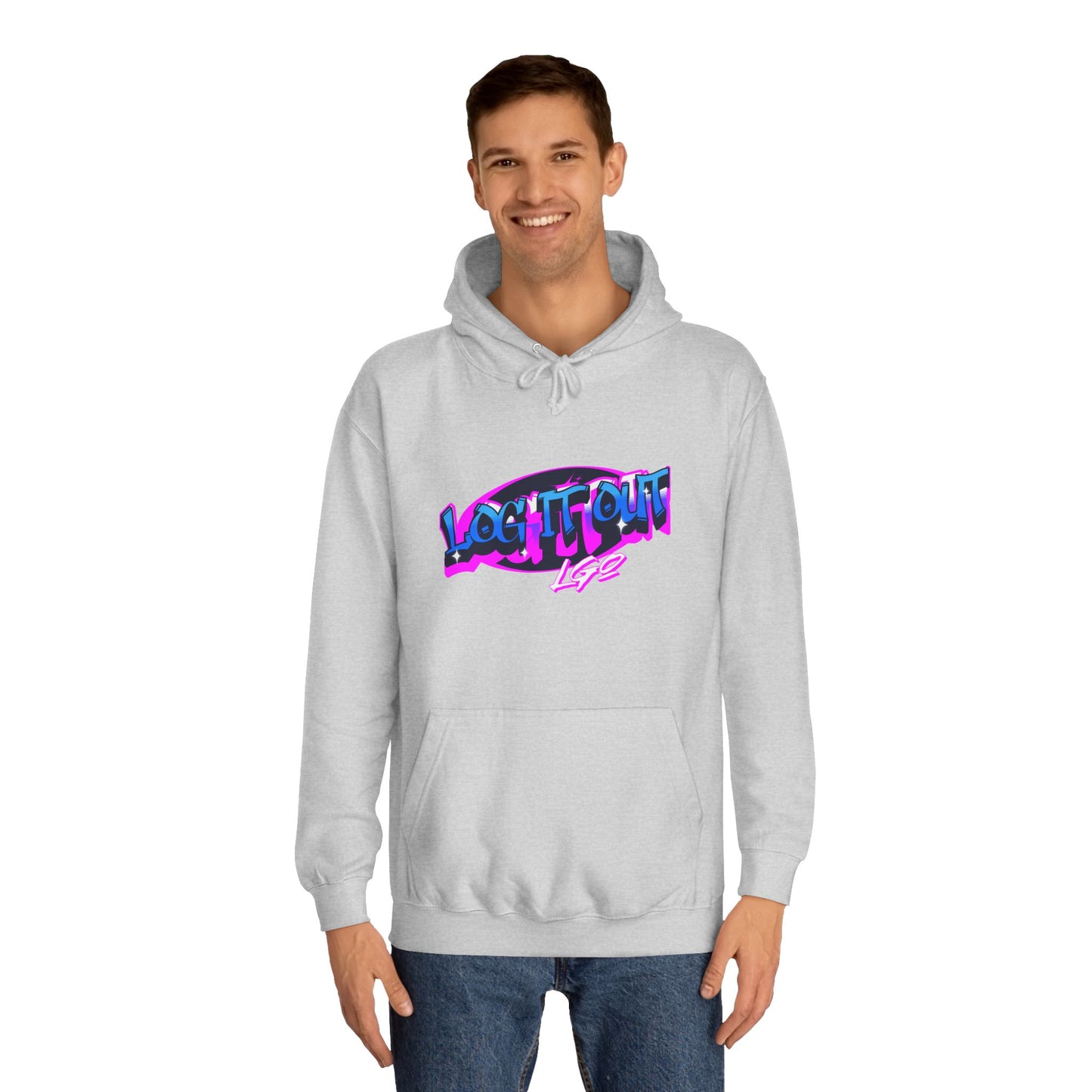 Vibrant Graffiti"Log it out"Hoodie, Unisex Fashion, Casual Wear, Student Apparel, Street Style, Gift for Graduates