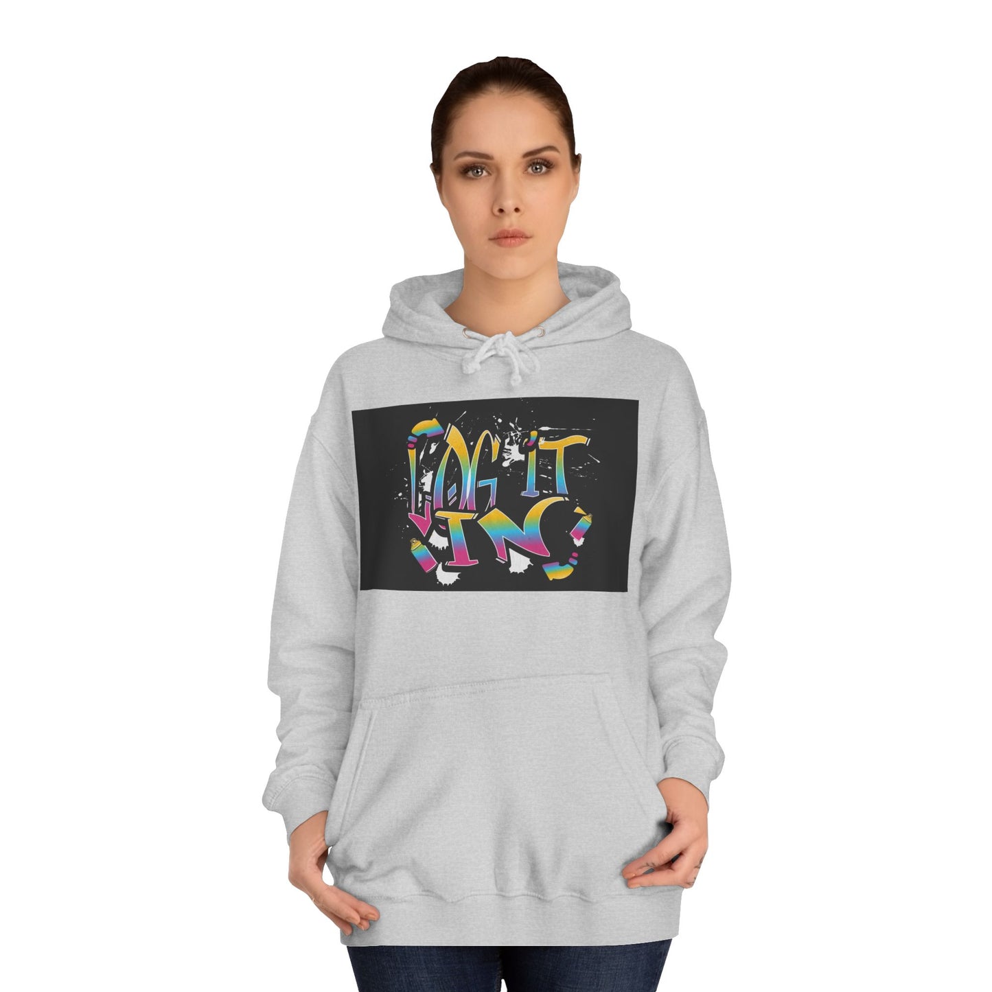 Colorful Unisex "log it in" Hoodie - Vibrant and Fun Sweatshirt for Anybody, Gift for Graduation, CozyWear, Artsy Hoodie