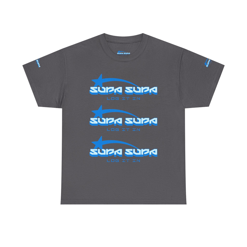 Supa Supa Retro Logo Tee — Blue Graphic Cotton T-Shirt