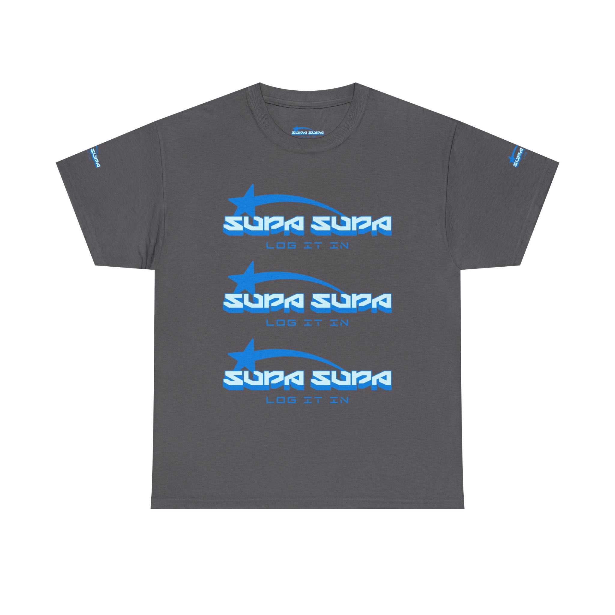 Supa Supa Retro Logo Tee — Blue Graphic Cotton T-Shirt