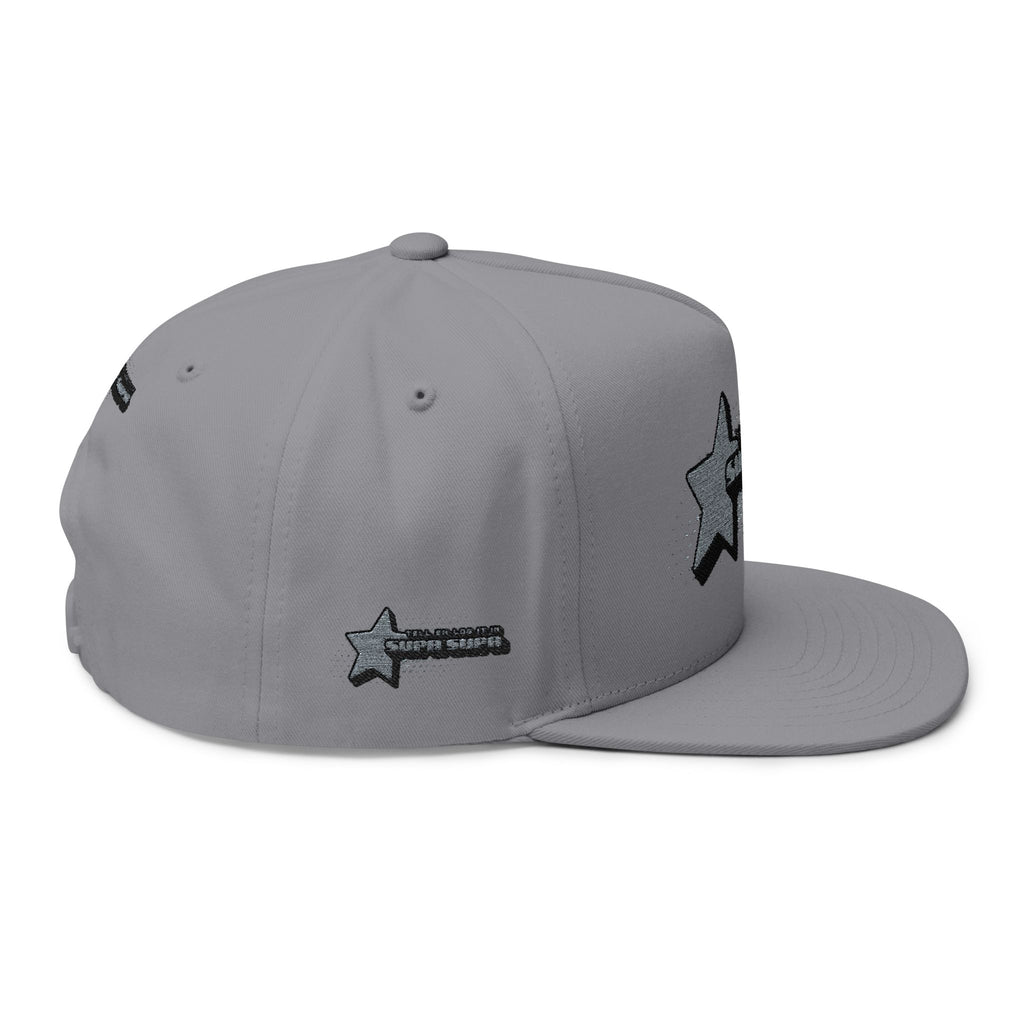 Embroidered Star Snapback Hat — 'Supa Supa' Retro Logo Flat-Bill Cap