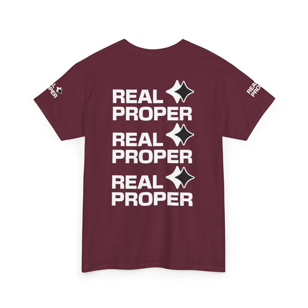 "Real Proper" Repeat Logo T‑Shirt