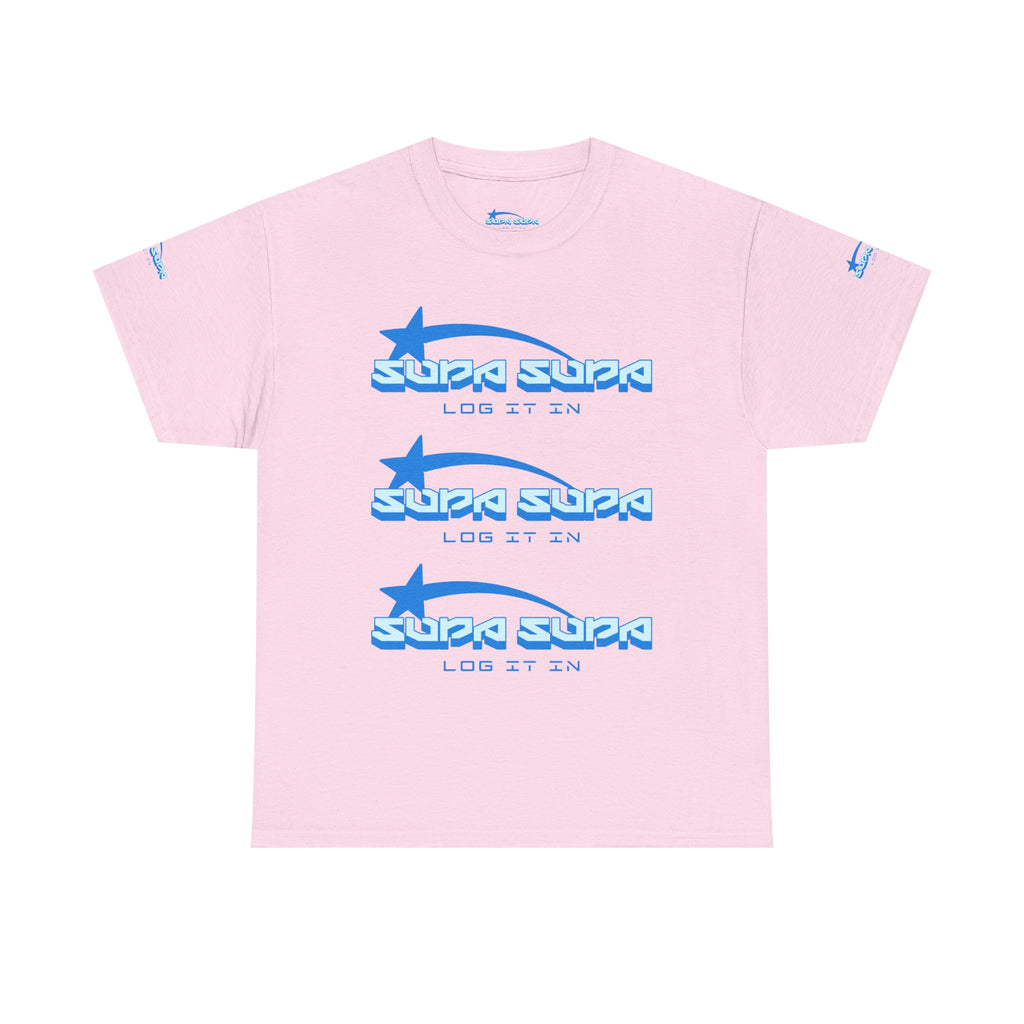 Supa Supa Retro Logo Tee — Blue Graphic Cotton T-Shirt