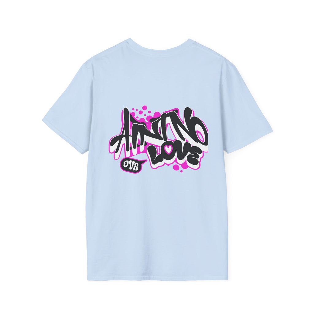 Graffiti 'NO LOVE' T-Shirt — Urban Street Art Tee with Pink Spray Paint Design