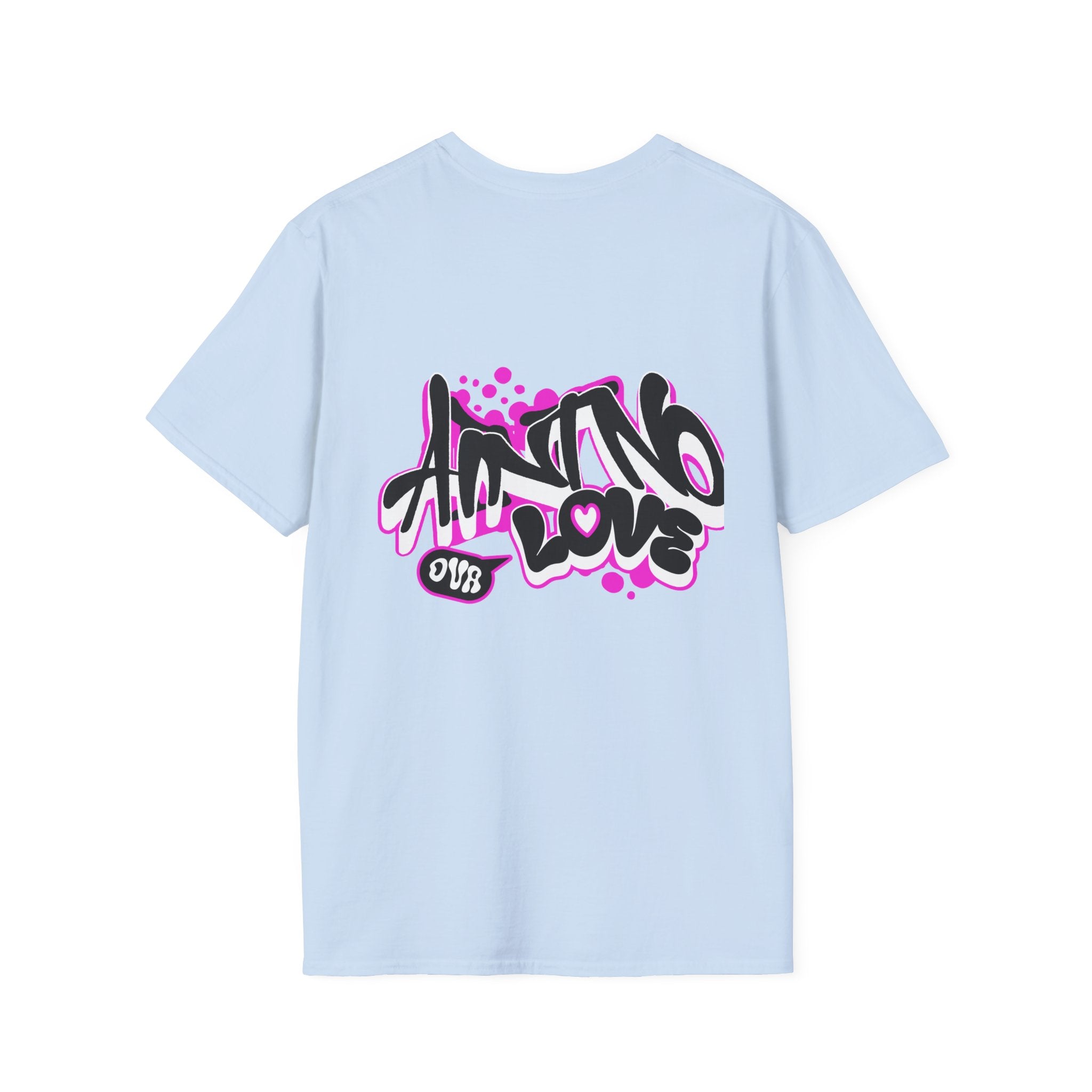 Graffiti 'NO LOVE' T-Shirt — Urban Street Art Tee with Pink Spray Paint Design