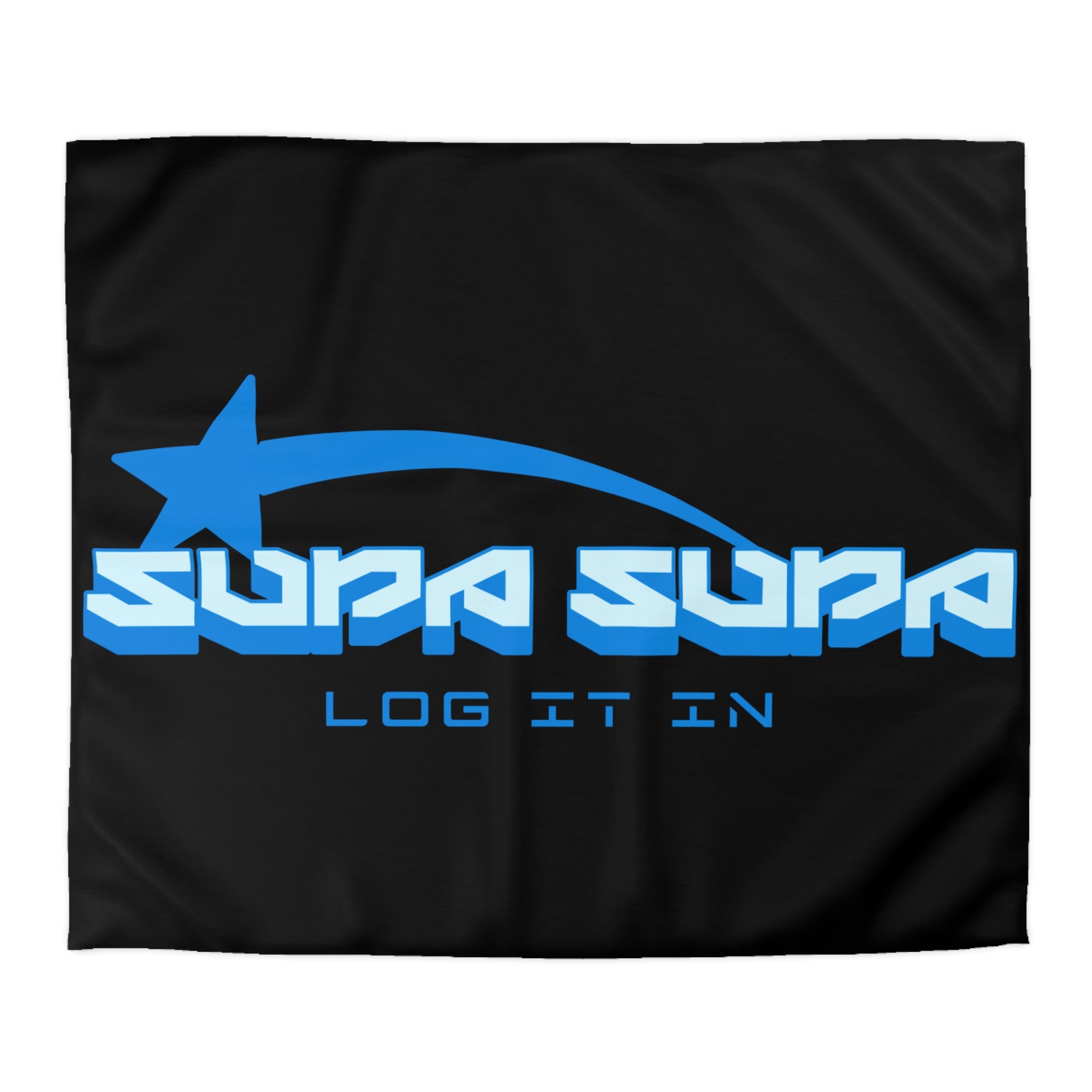 Duvet Cover — Black 'Supa Supa Log It In' Graphic Microfiber Bedding