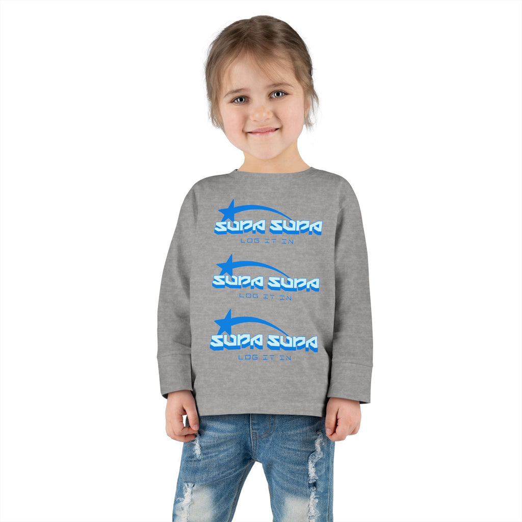 Toddler Long Sleeve Tee — Blue Shooting Star "Super Star" Graphic