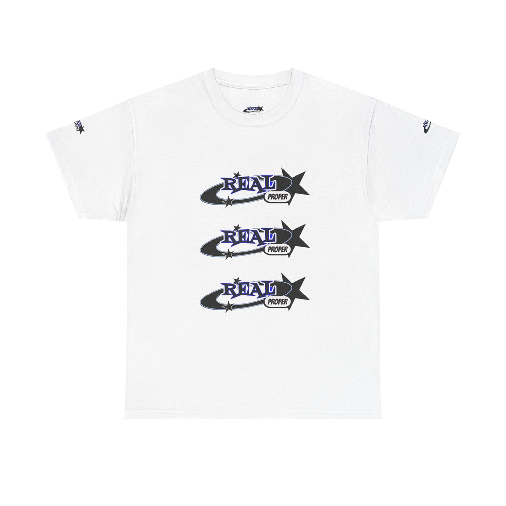 "Real Proper" Graphic Tee — Retro Star Logo T‑Shirt