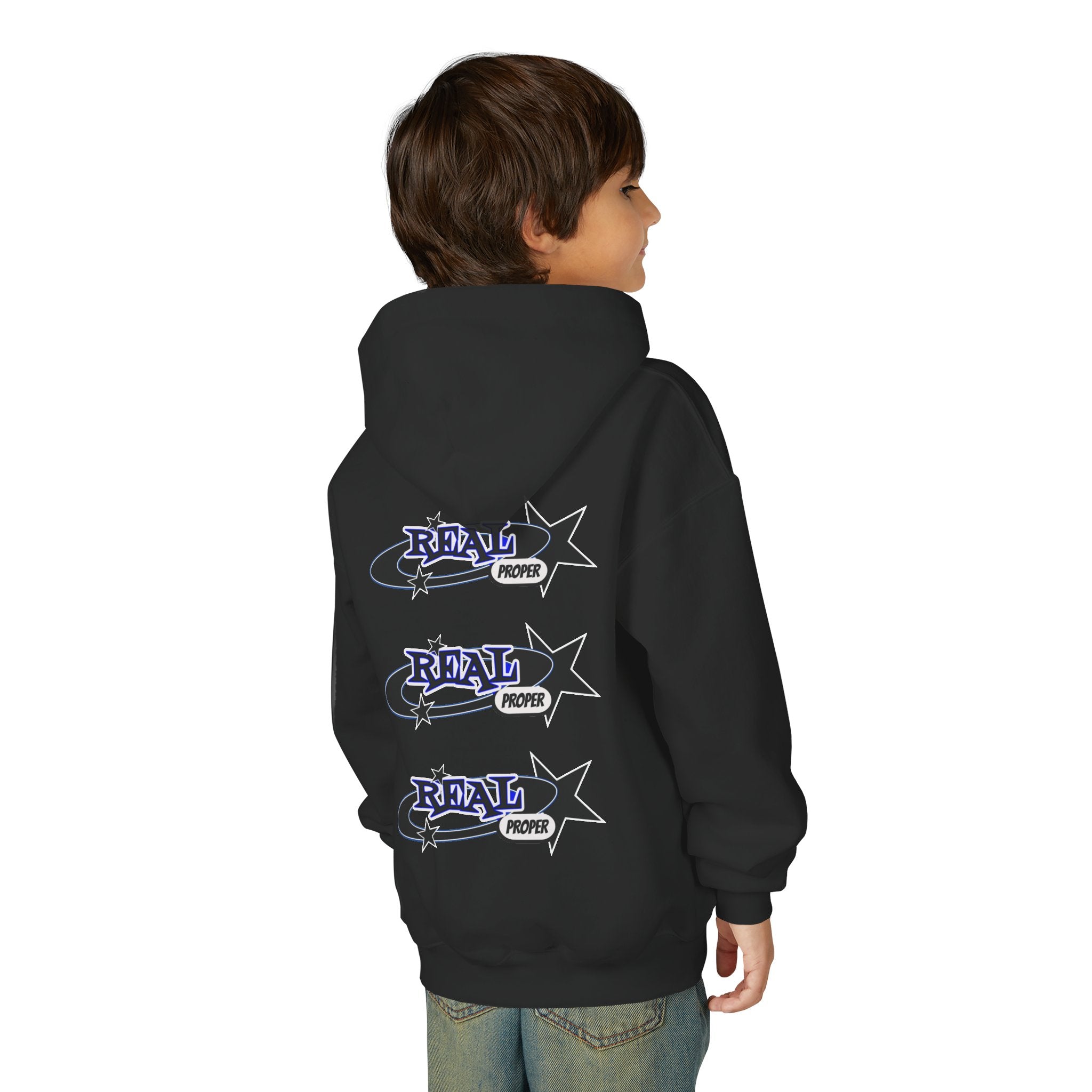 Youth Hoodie – "Real Proper" Star Graphic Pullover