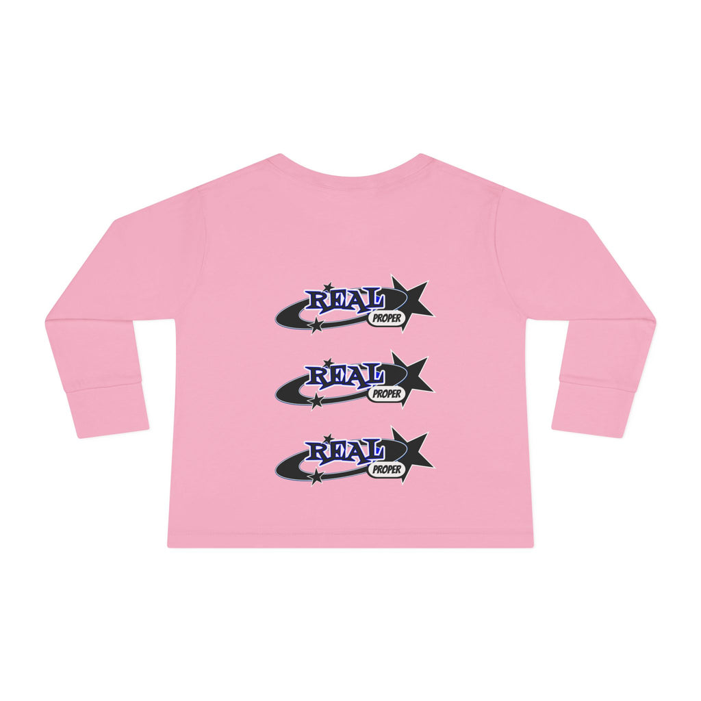 Toddler Long Sleeve Tee — 'Real Proper' Star Graphic Kids Shirt