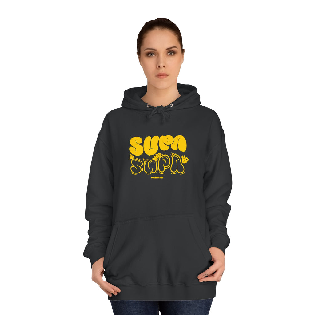 Cheerful Unisex Supa Supa Hoodie - Cozy Streetwear, Campus Style, Trendy Gift, Relaxed Fit, Perfect for Every day
