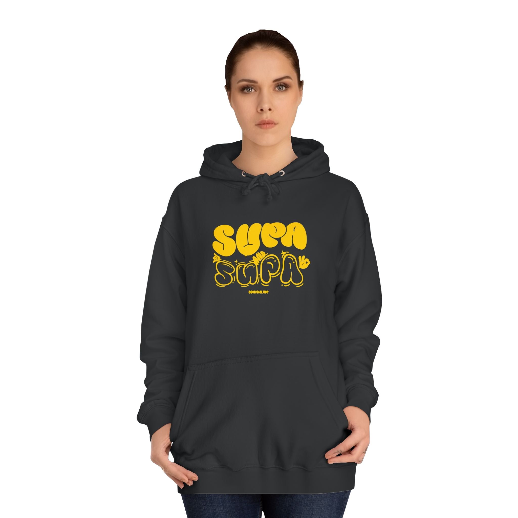 Cheerful Unisex Supa Supa Hoodie - Cozy Streetwear, Campus Style, Trendy Gift, Relaxed Fit, Perfect for Every day