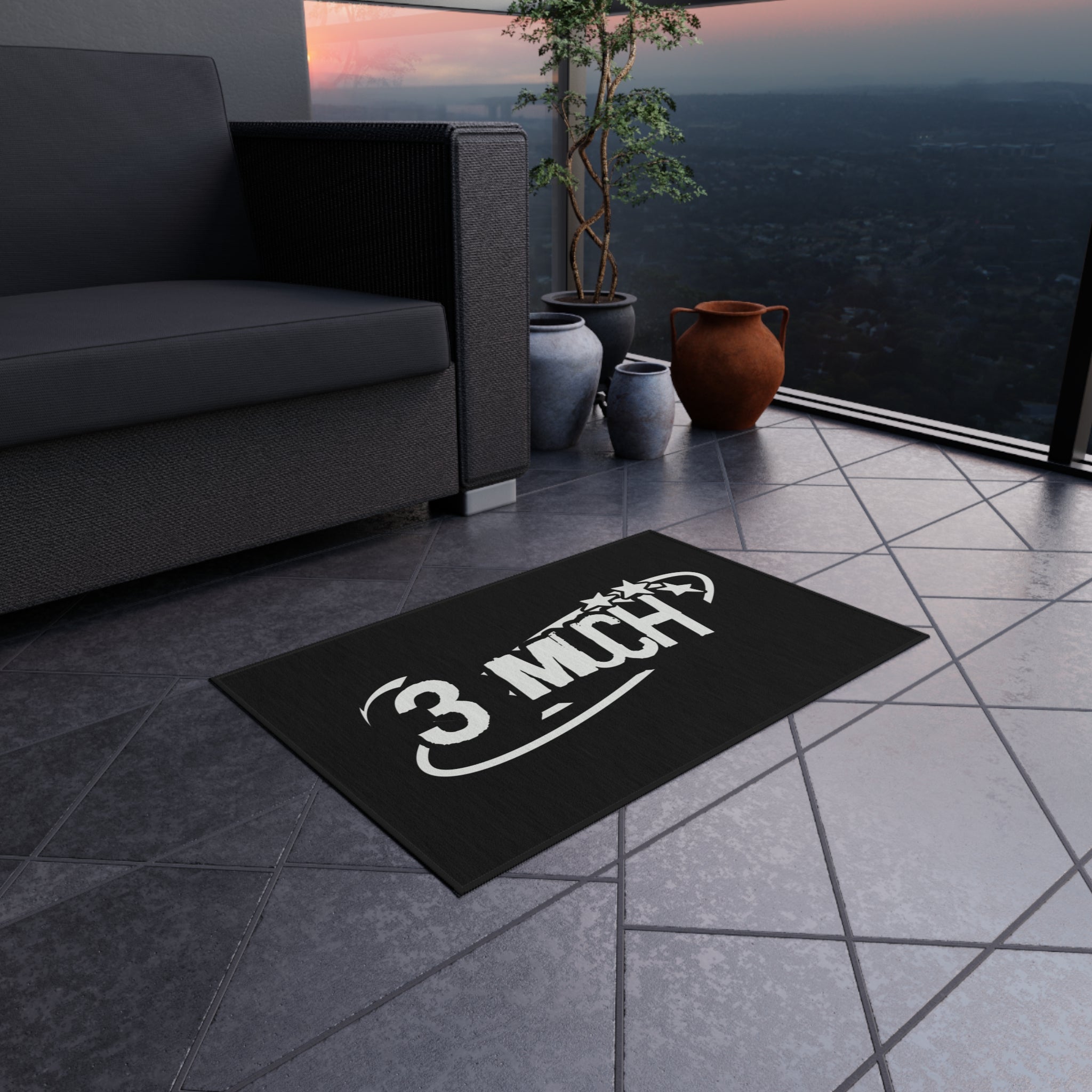 Outdoor Rug — '3 Much' Retro Star Welcome Mat