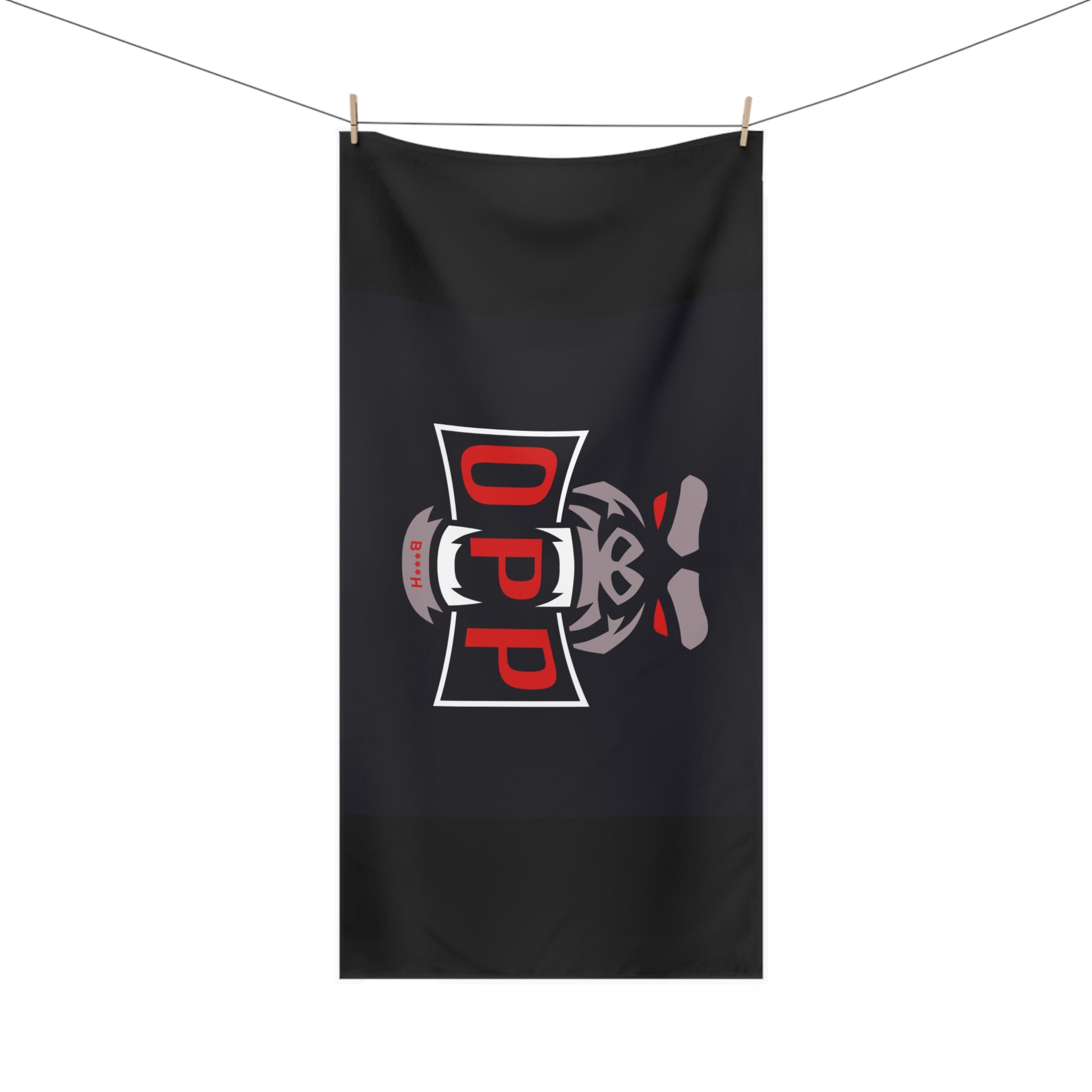 Beach Towel — Black ‘OPP’ Logo Graphic Beach & Pool Towel