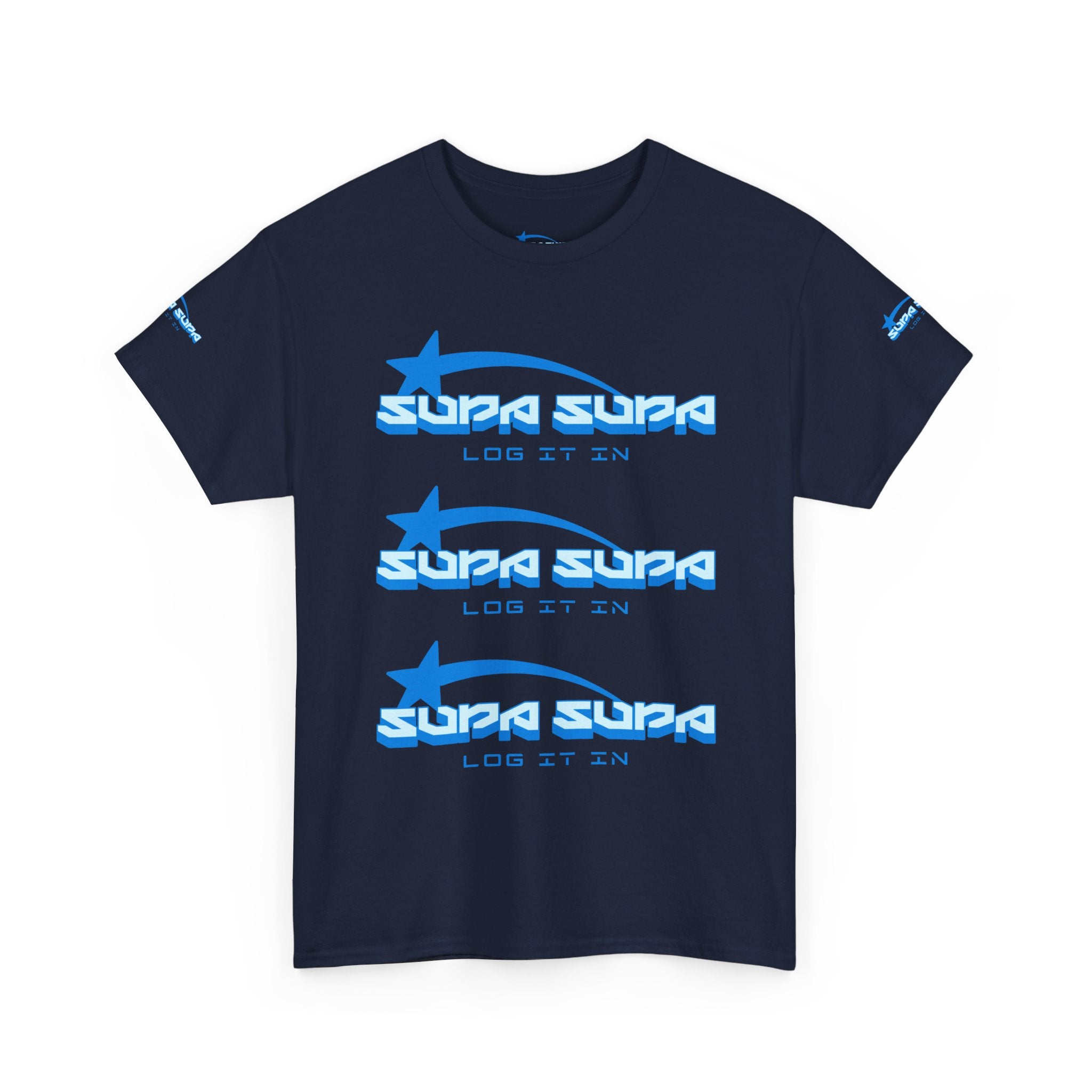 Supa Supa Retro Logo Tee — Blue Graphic Cotton T-Shirt