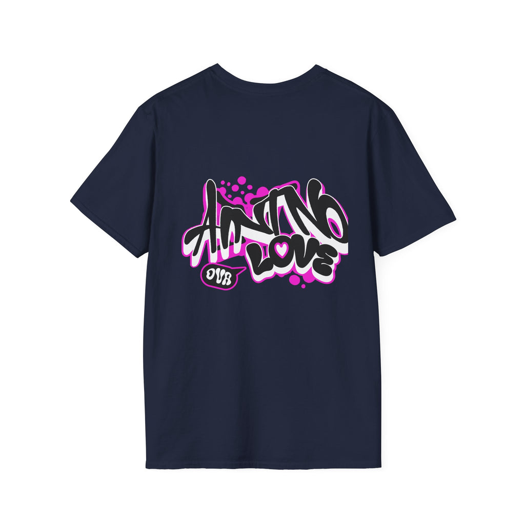 Graffiti 'NO LOVE' T-Shirt — Urban Street Art Tee with Pink Spray Paint Design