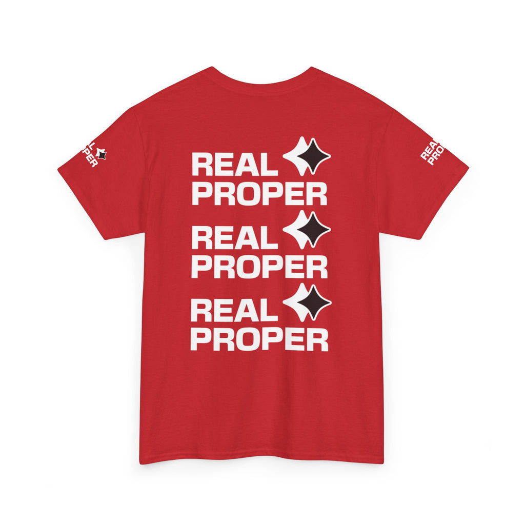 "Real Proper" Repeat Logo T‑Shirt