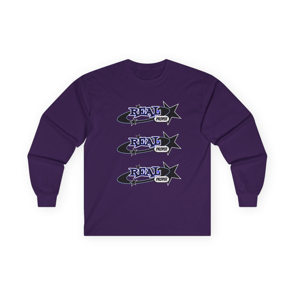 "Real Proper" Graphic Long Sleeve Tee — Retro Star Logo