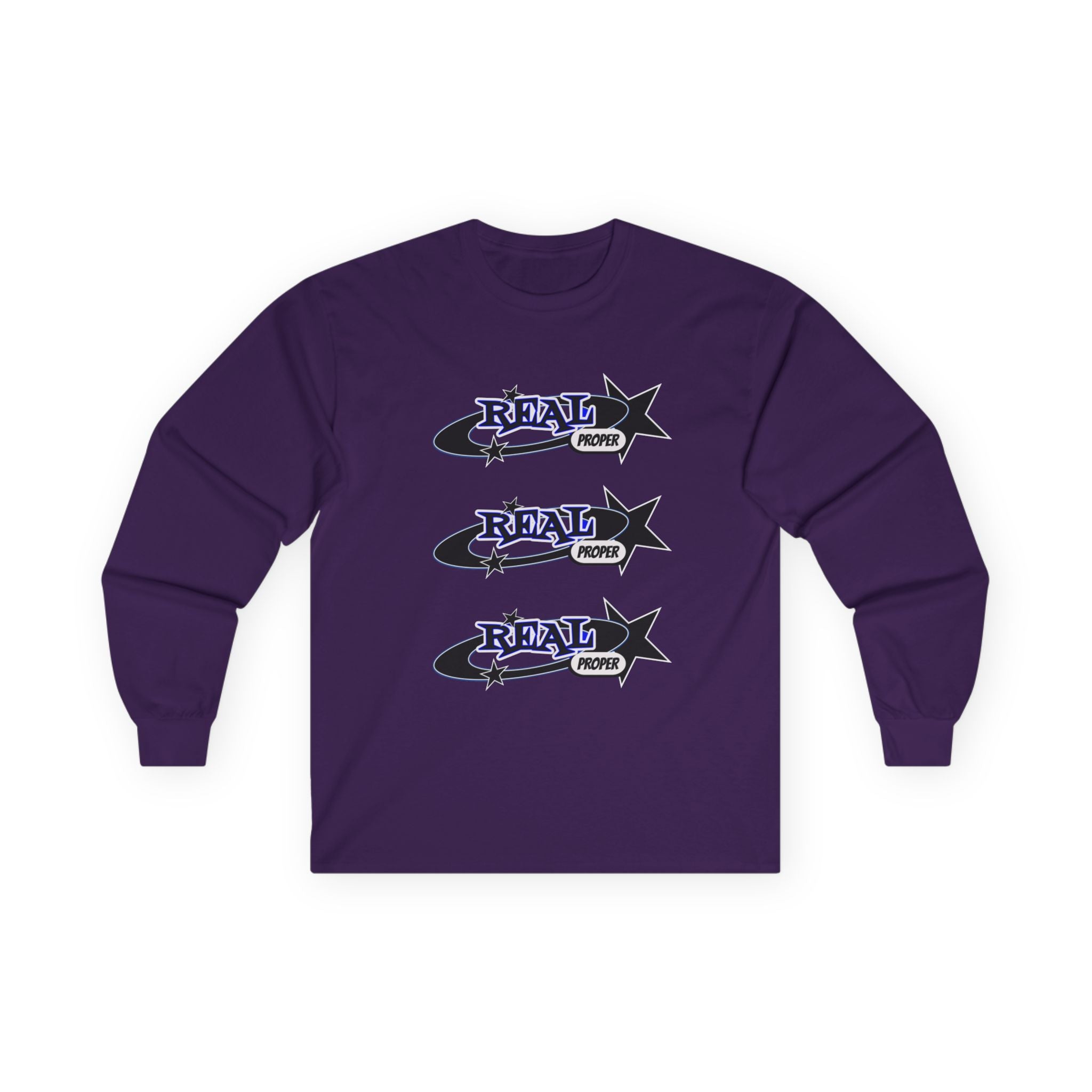 "Real Proper" Graphic Long Sleeve Tee — Retro Star Logo