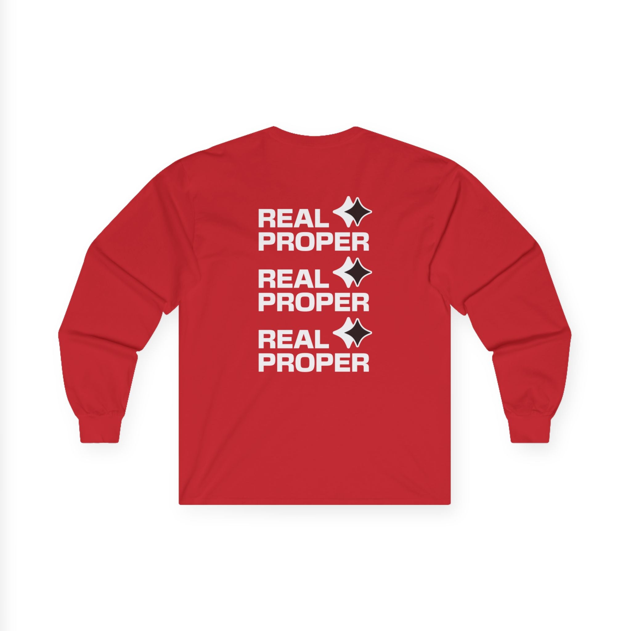 Long Sleeve Tee — "Real Proper" Minimal Graphic Cotton Shirt