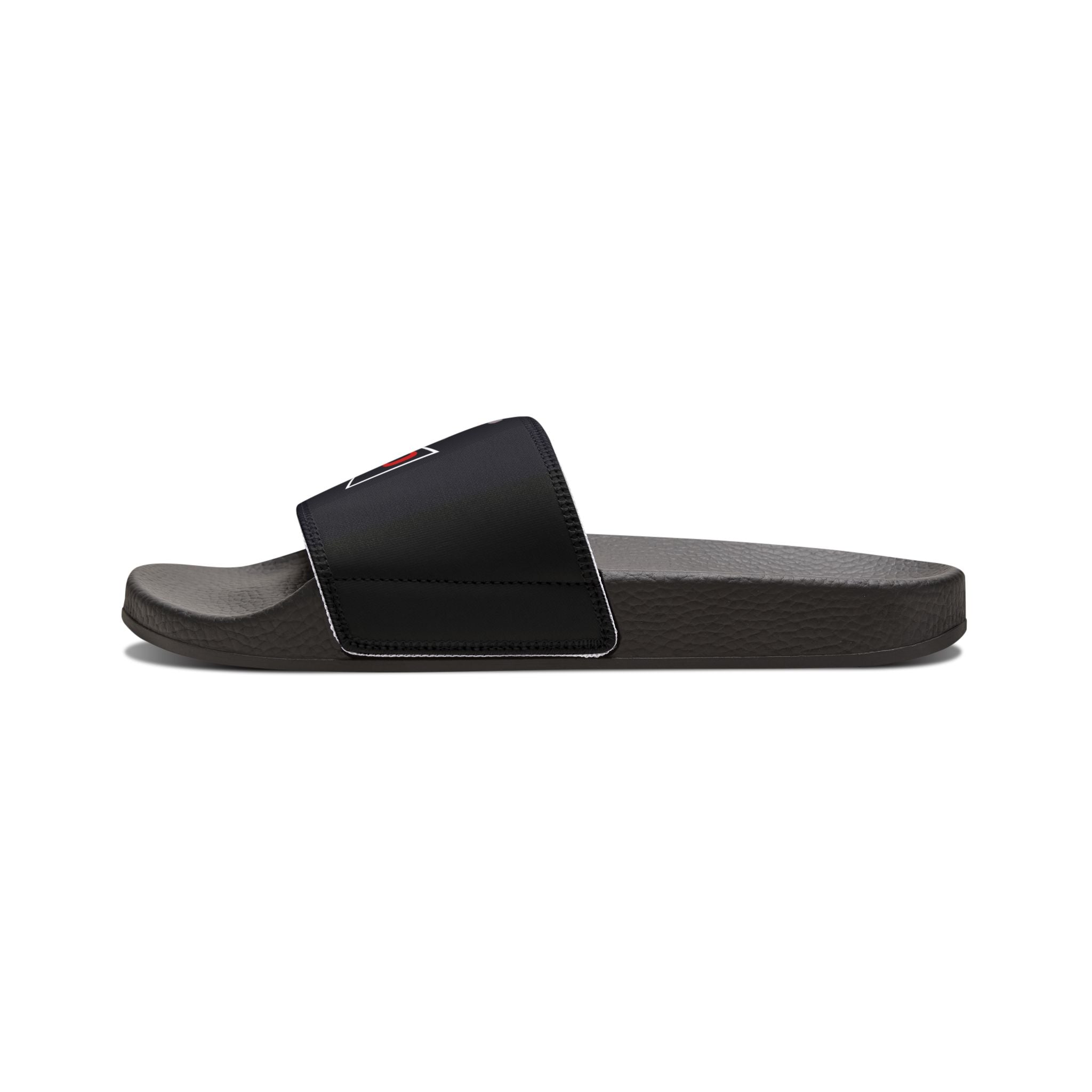 Women's Slide Sandals — Black Strap with 'Opp' Logo Graphic