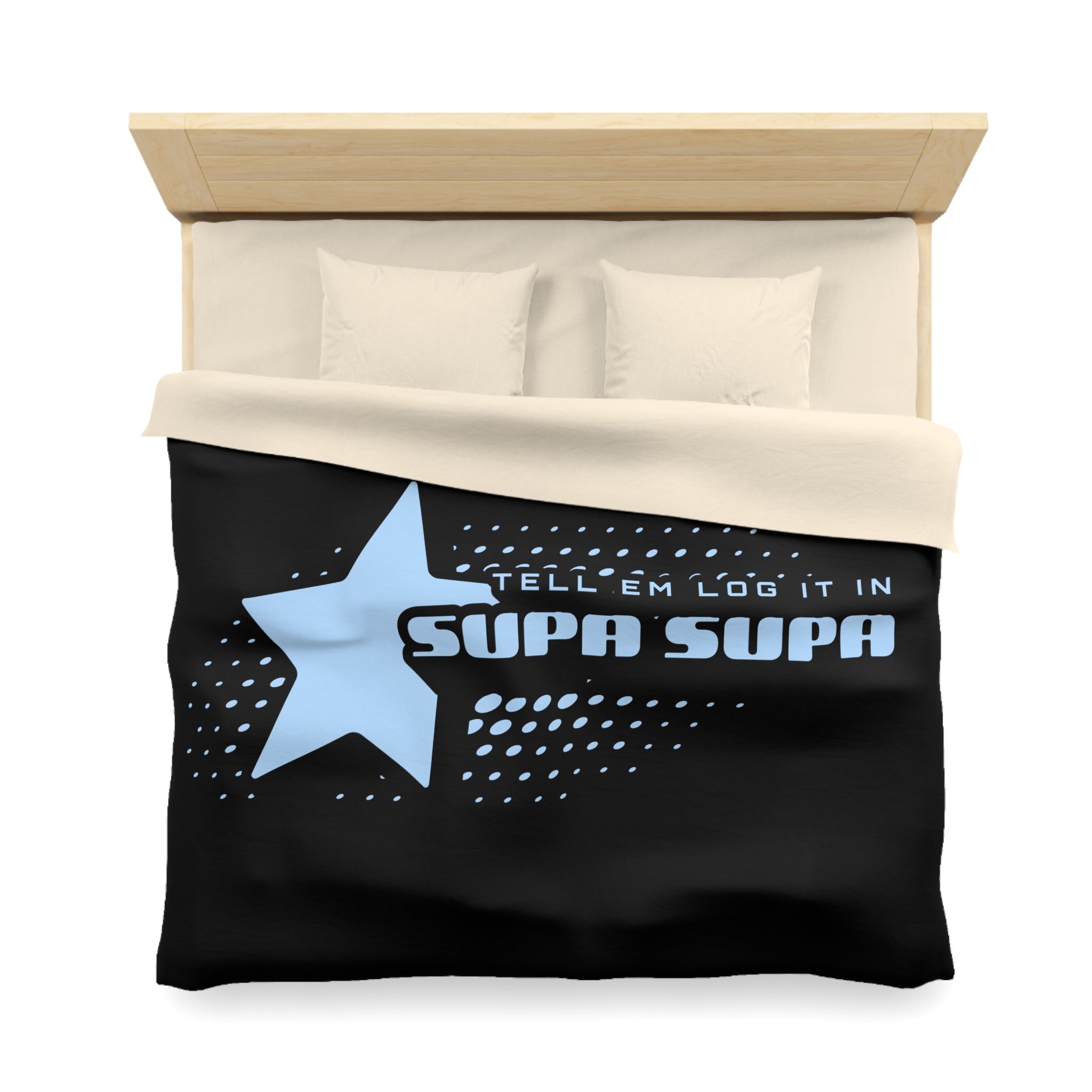 "Tell em log it in" Star Microfiber Duvet Cover — Retro Pop Graphic Bedding