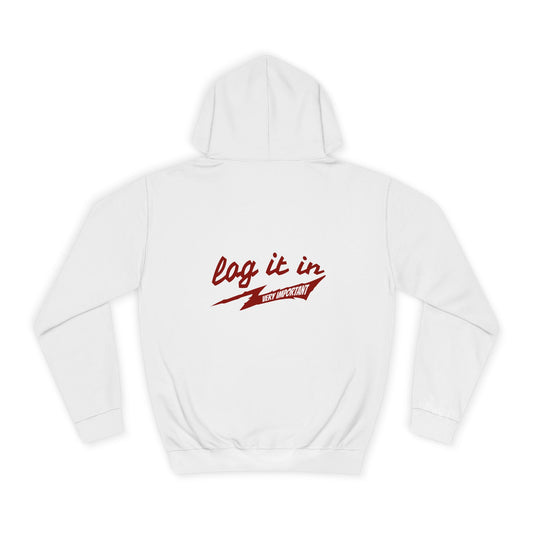Unisex trendy Hoodie with 'Log It In' Design, Casual Wear, Gifts, Cozy Layering, Perfect for Weekends