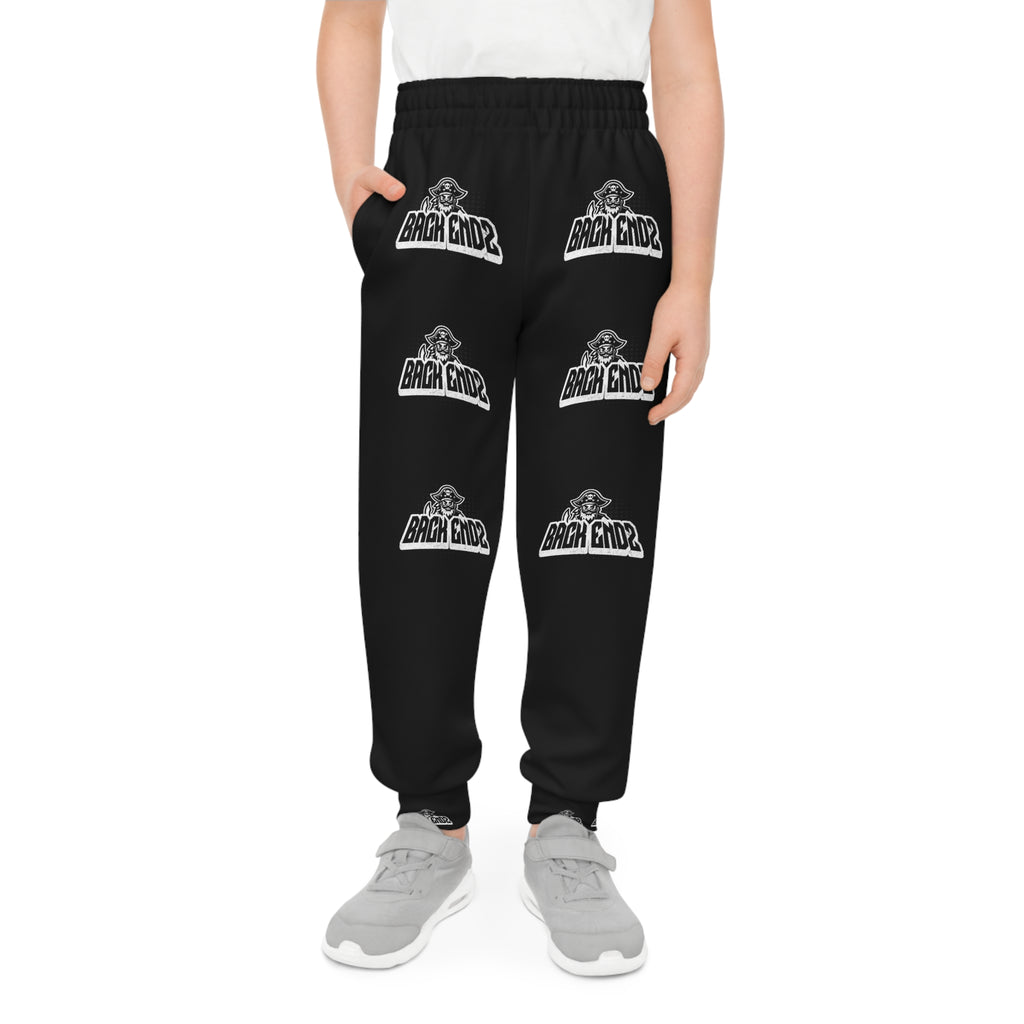 Youth Joggers — Black 'Back Endz' Logo All-Over Print Sweatpants