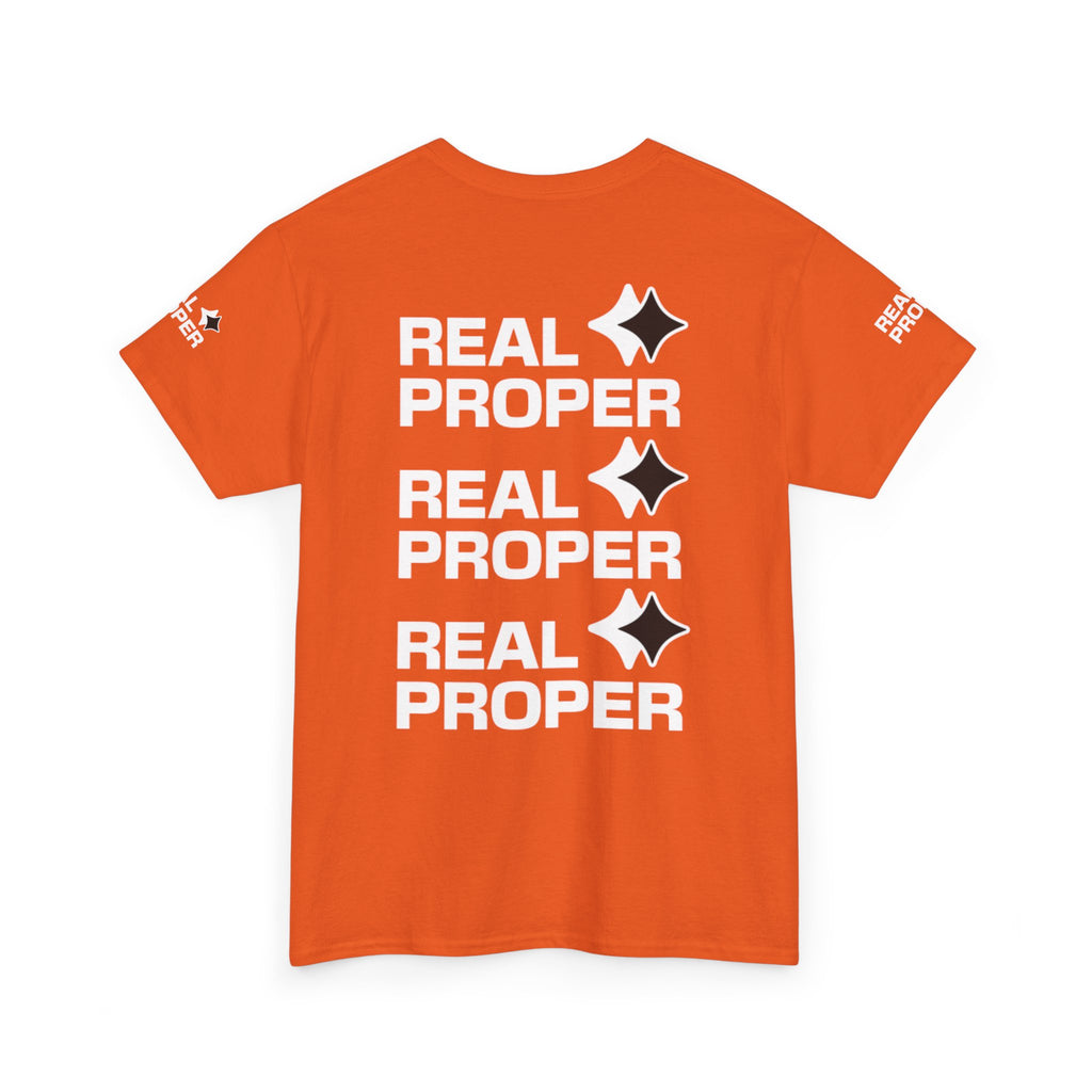 "Real Proper" Repeat Logo T‑Shirt