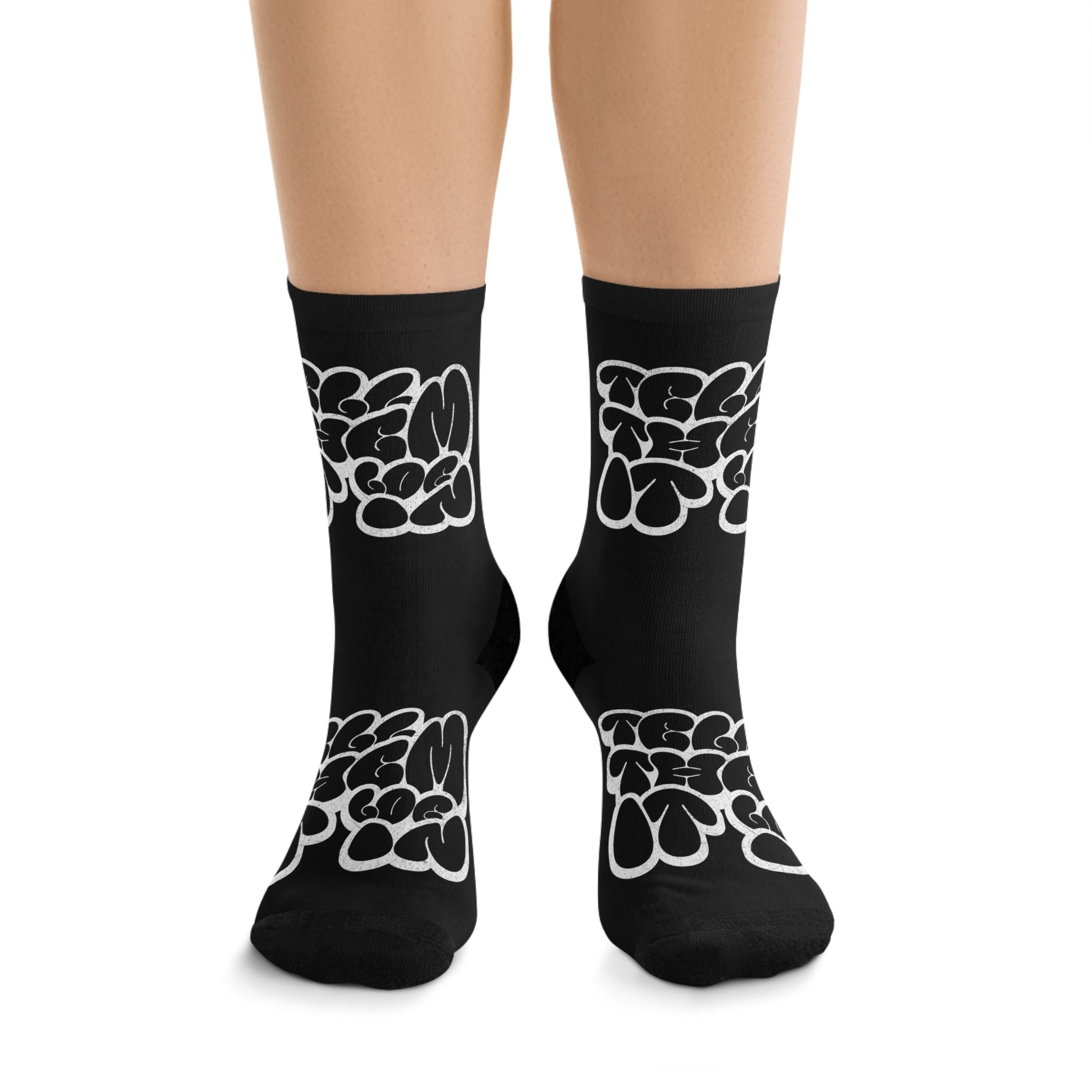 Log it in Black Graffiti-Style 'Dream Big' Recycled Poly Socks