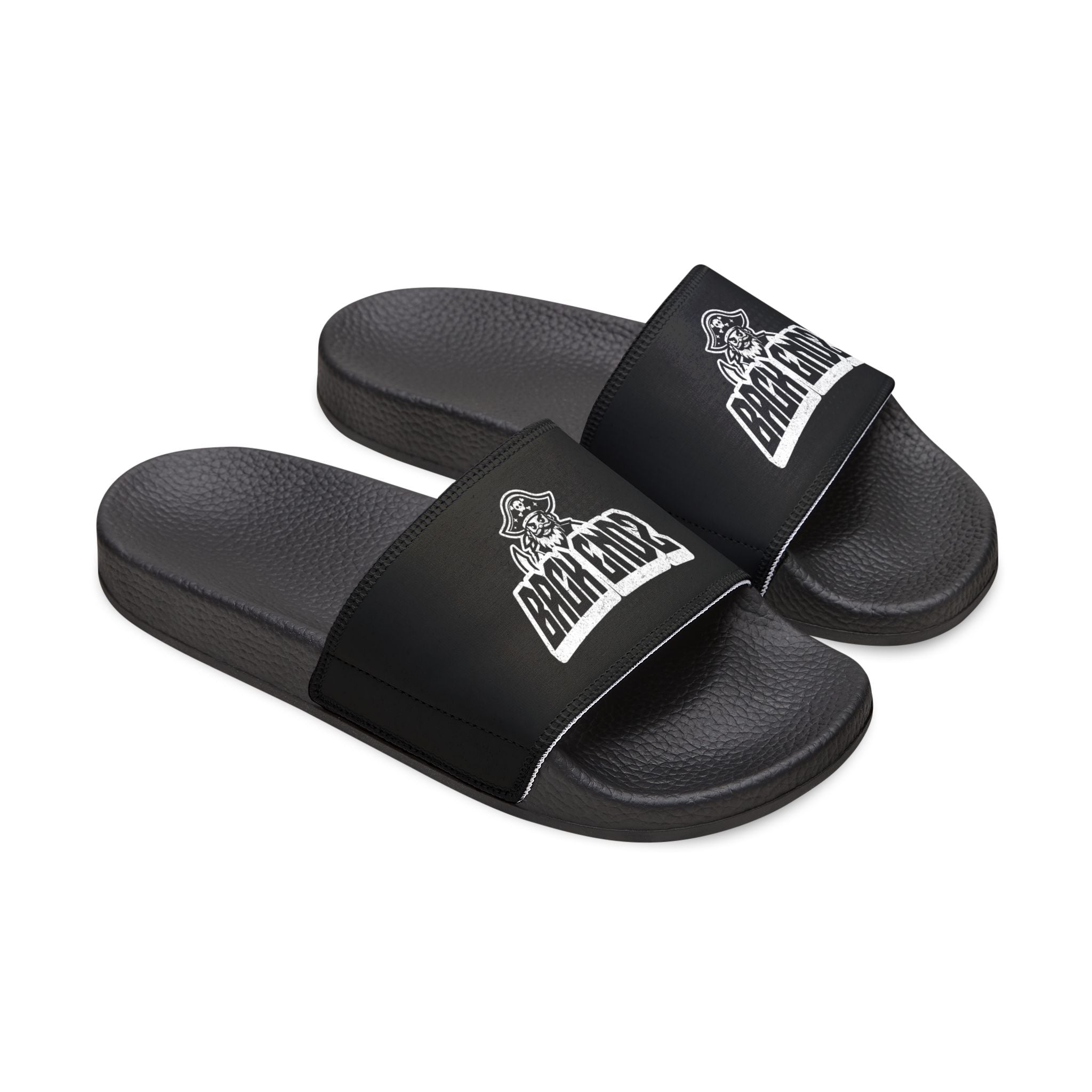 Youth Slide Sandals — Black Strap with 'Bank Endz' Graphic