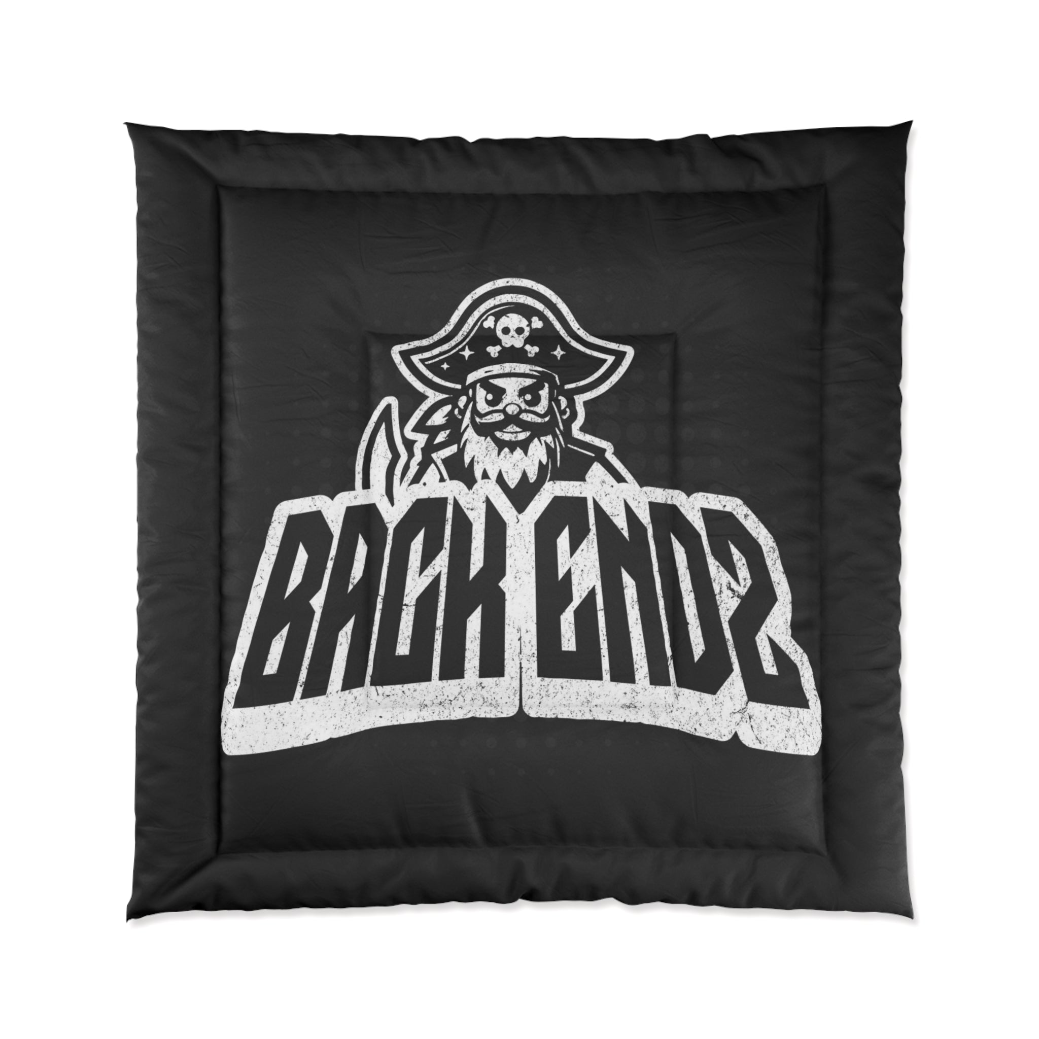 Pirate 'Back Ends' Comforter – Bold Black Graphic Bedding for Gamers & Crew