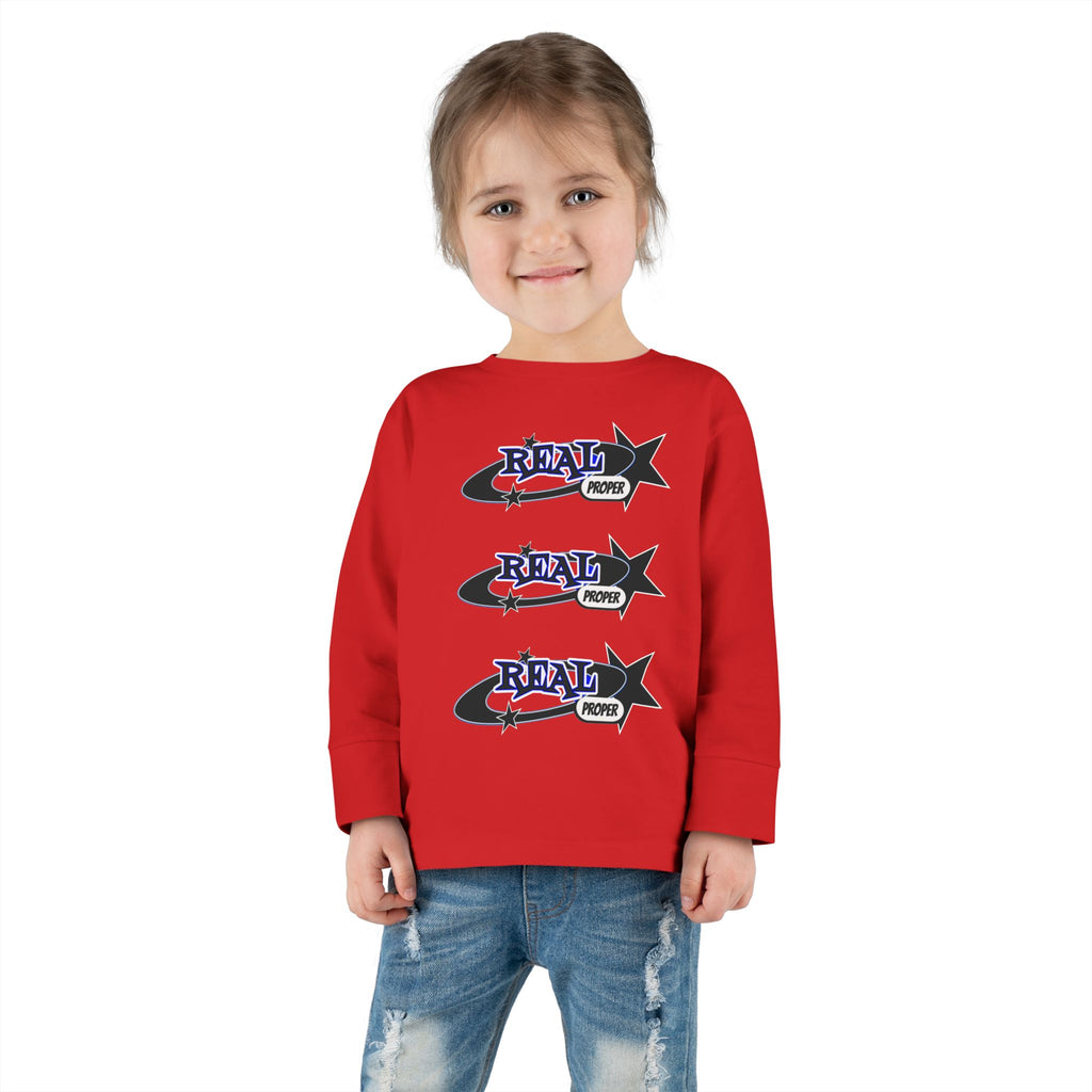 Toddler Long Sleeve Tee — 'Real Proper' Star Graphic Kids Shirt
