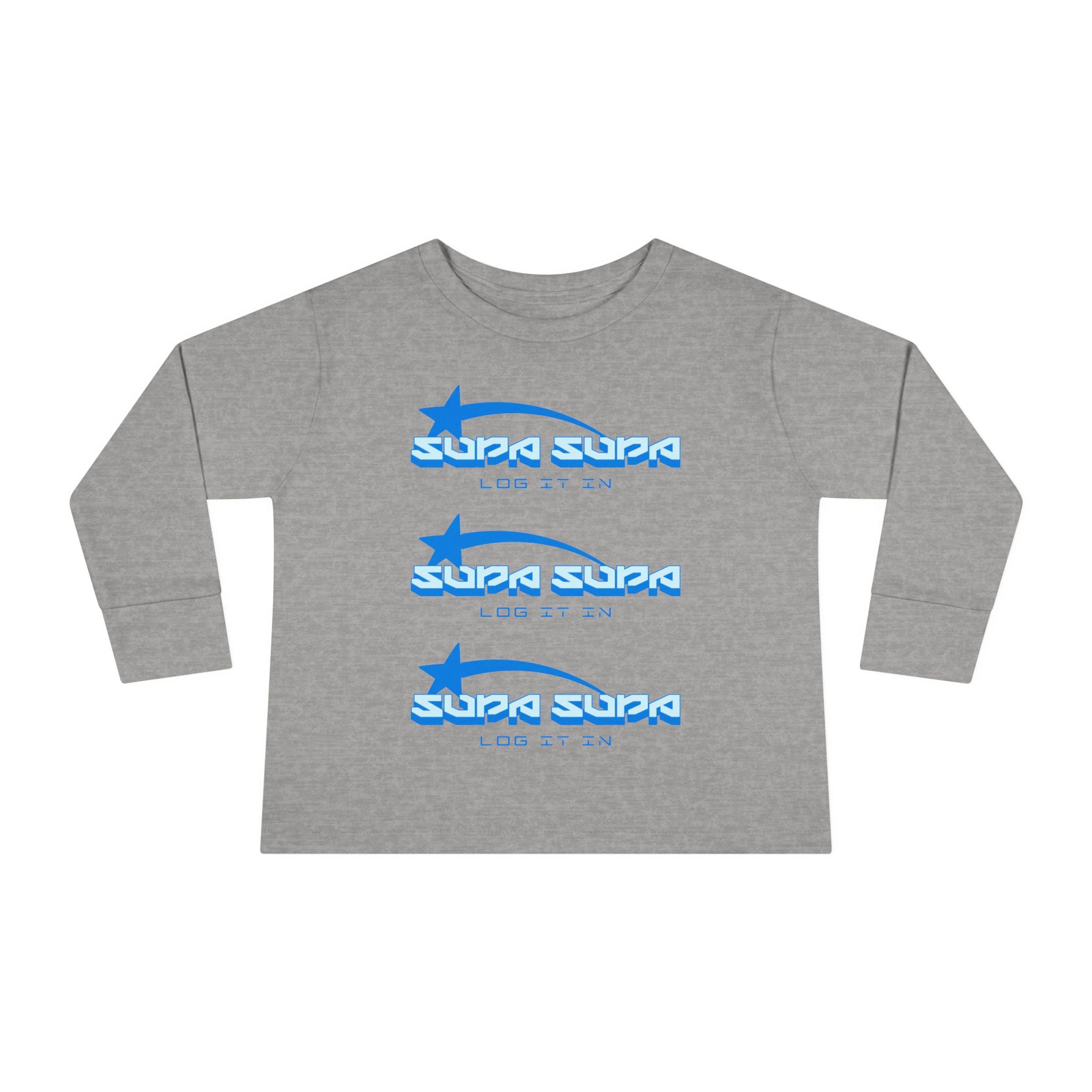 Toddler Long Sleeve Tee — Blue Shooting Star "Super Star" Graphic