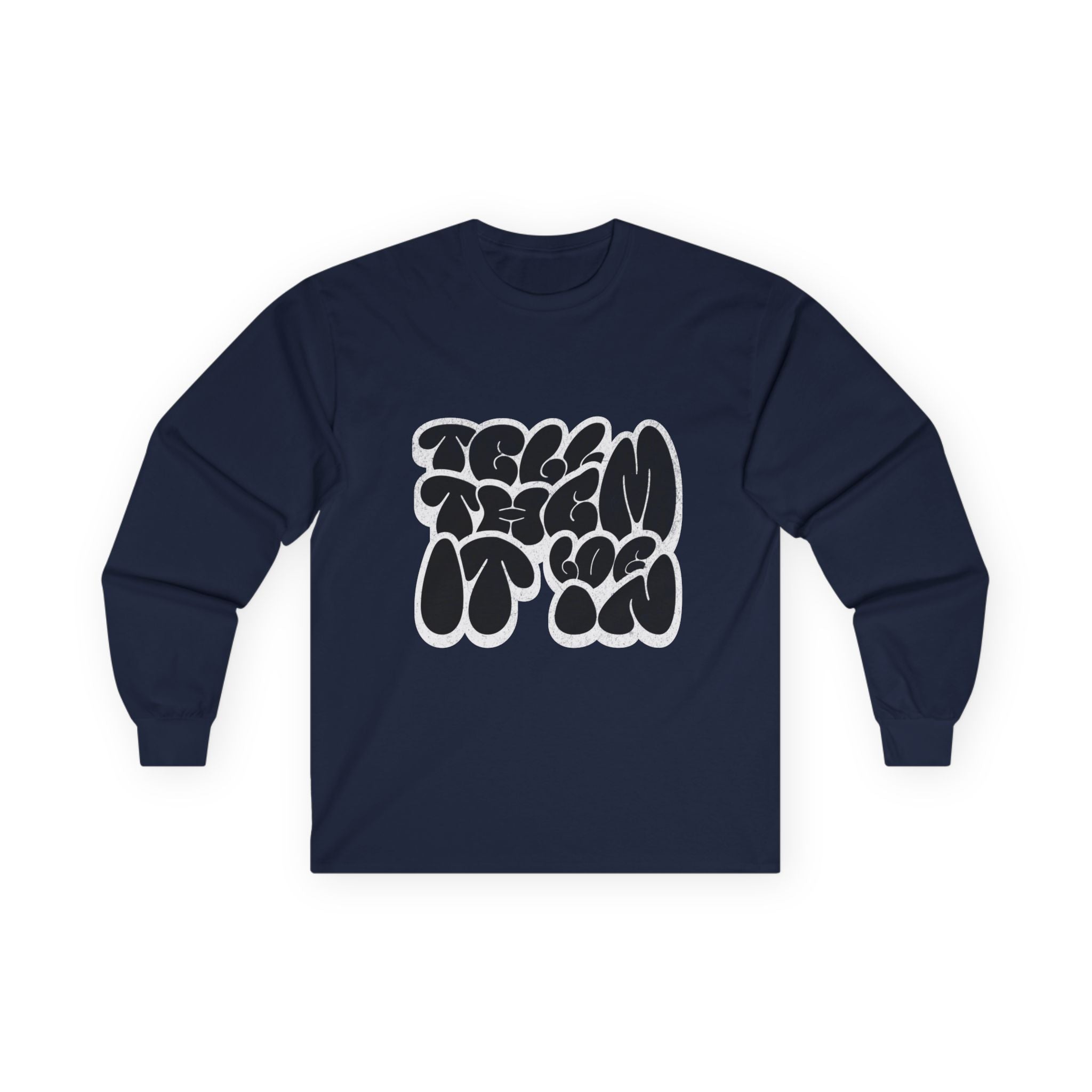 Long Sleeve "LOG IT IN" Tee — Retro Pebble Typography Graphic