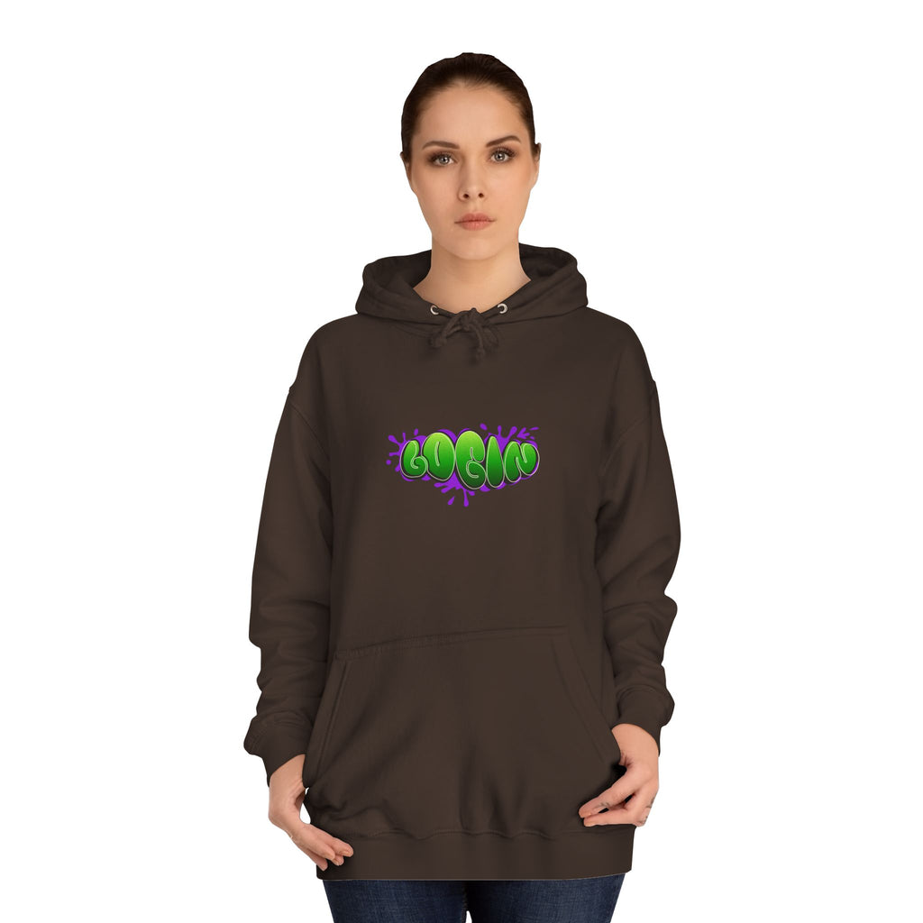 Hoodie with Green Graffiti "Login" Design - Streetwear Pullover