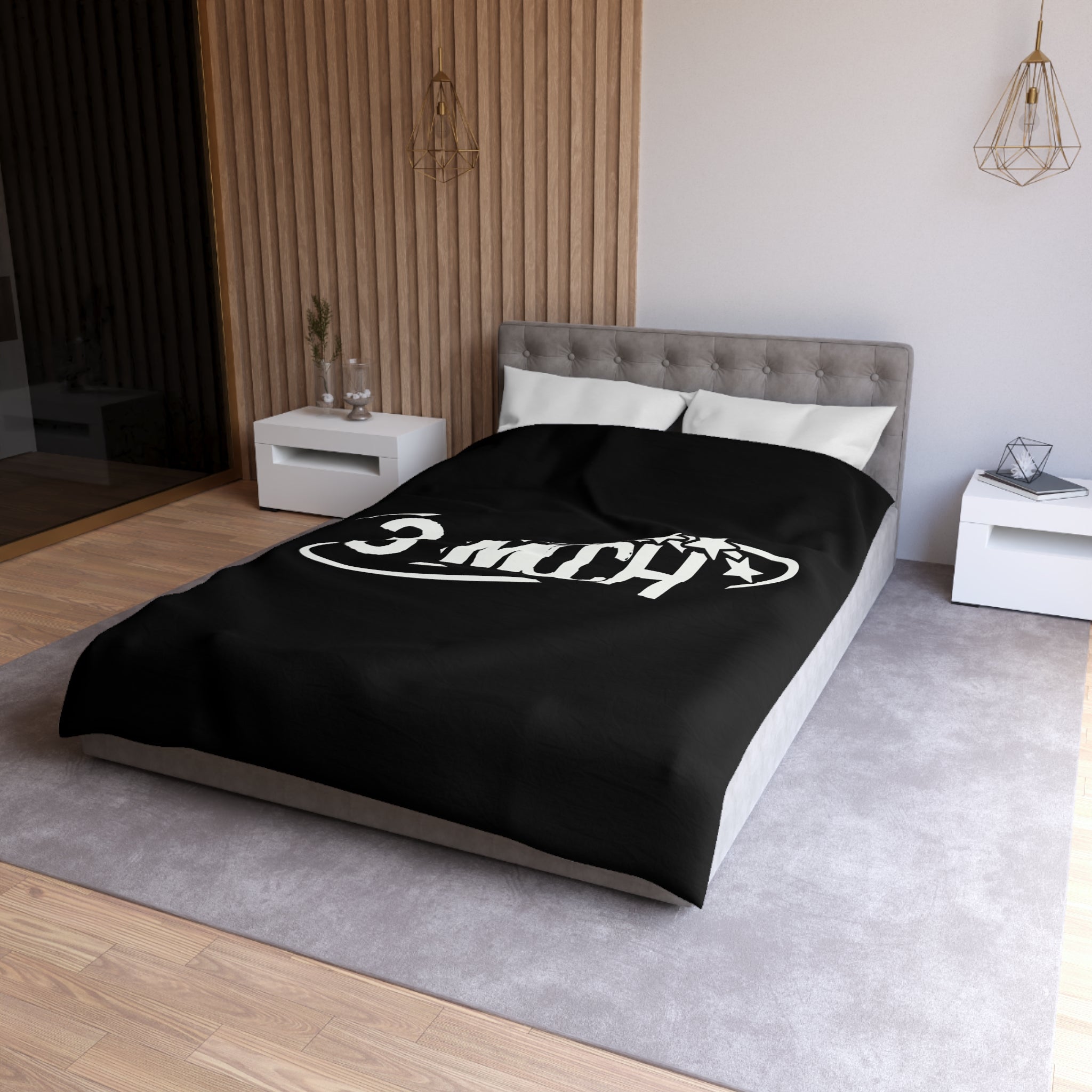 Duvet Cover — '3 Much' Bold Graphic Black Microfiber Duvet