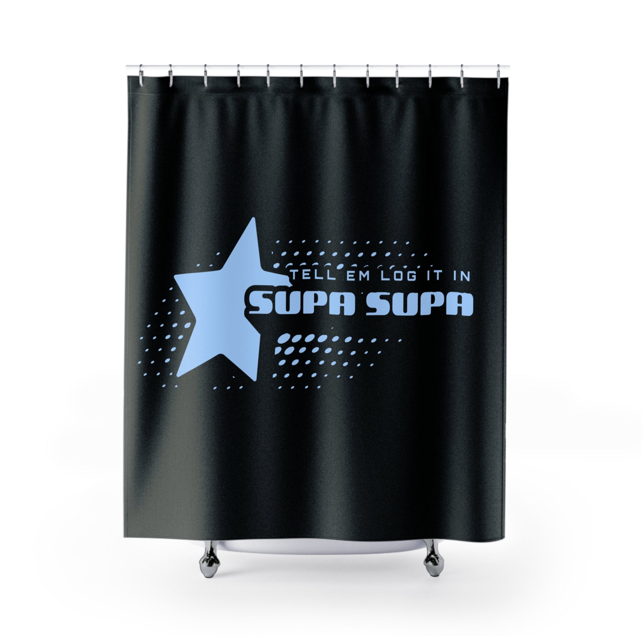 Shower Curtain - 'Tell 'Em Log It In' Retro Star Bathroom Shower Curtain